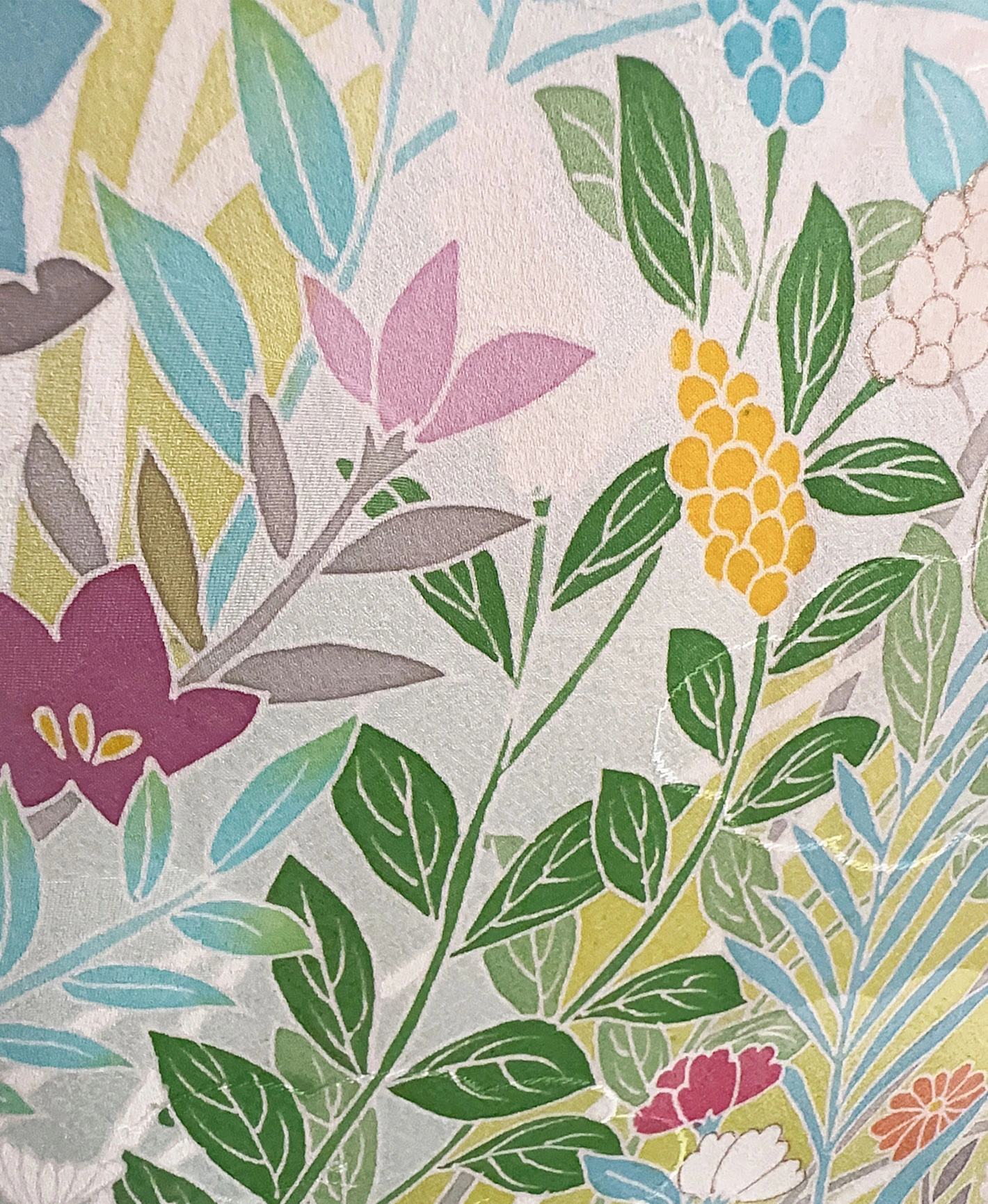 胡粉色 白系 暈し染め 手描き 友禅 四季 吉祥花 訪問着レンタル - 画像 7
