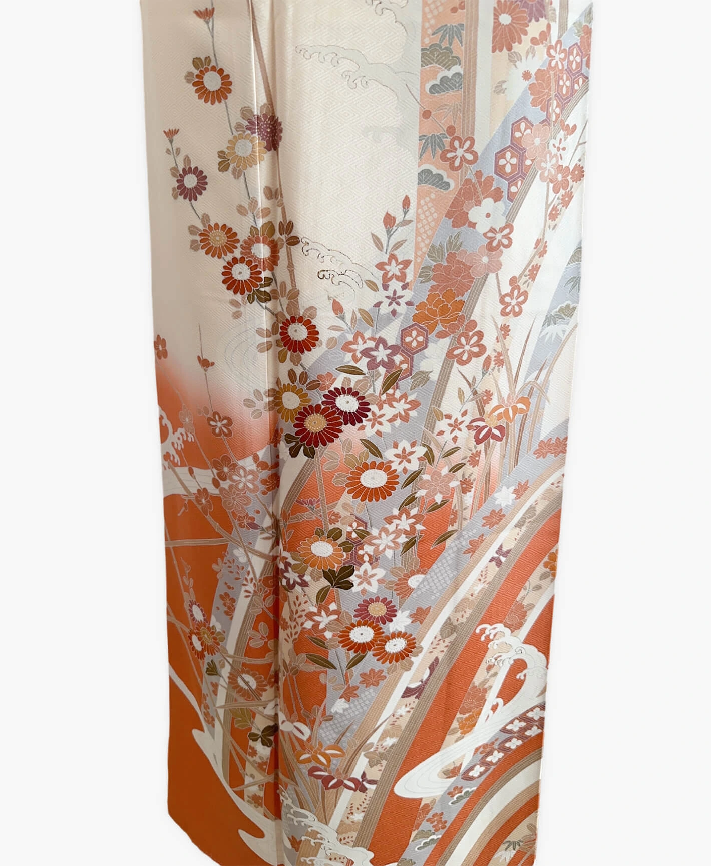 薄卵色 黄系 暈し染め 菊 花草 春秋 熨斗 訪問着レンタル - 画像 5