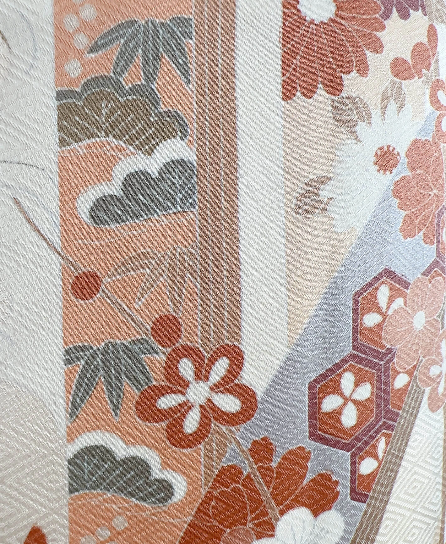薄卵色 黄系 暈し染め 菊 花草 春秋 熨斗 訪問着レンタル - 画像 7