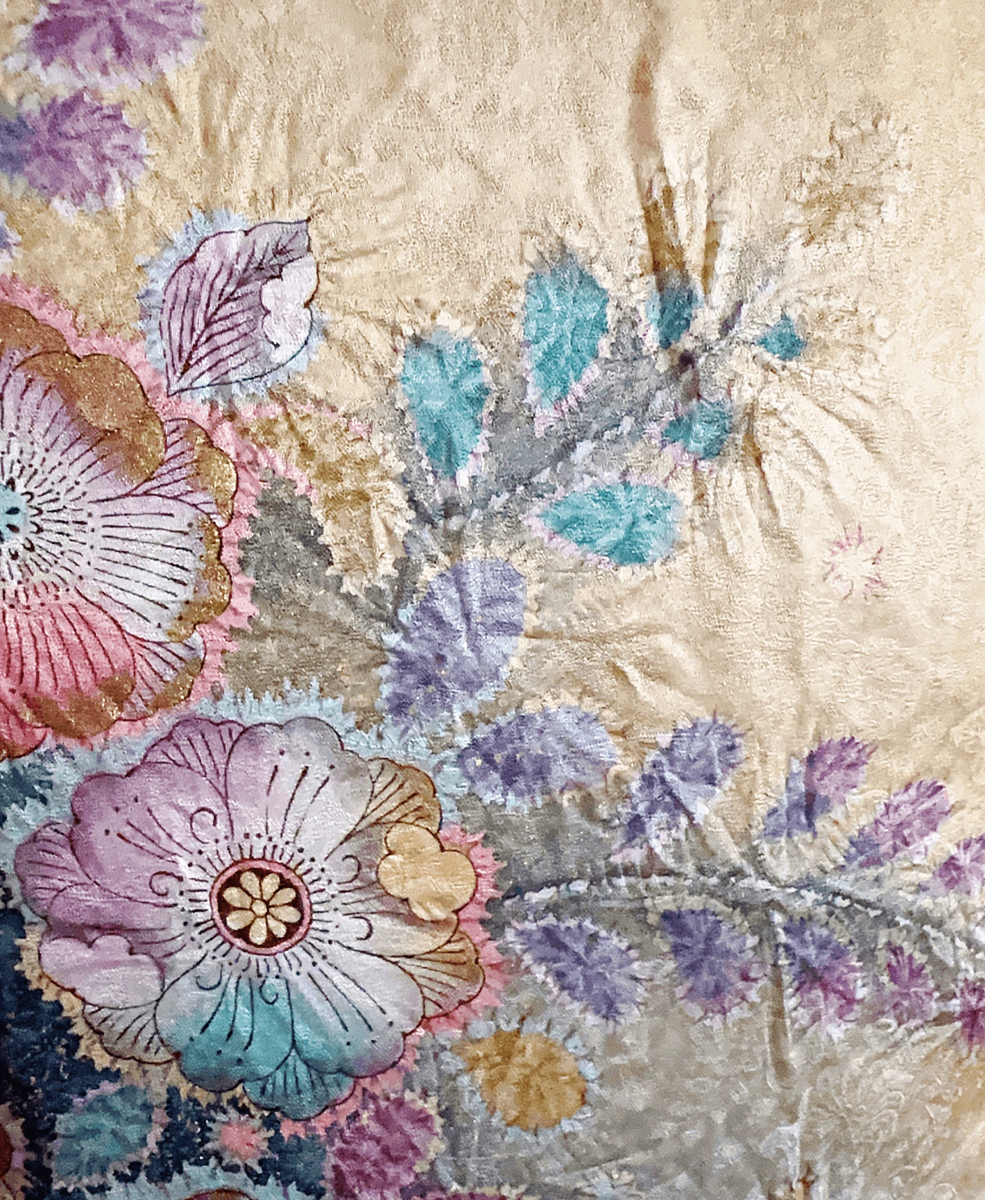 山吹茶 黃色系 暈し染め 金彩 手描き 絞り 辻が花 訪問着レンタル - 画像 6