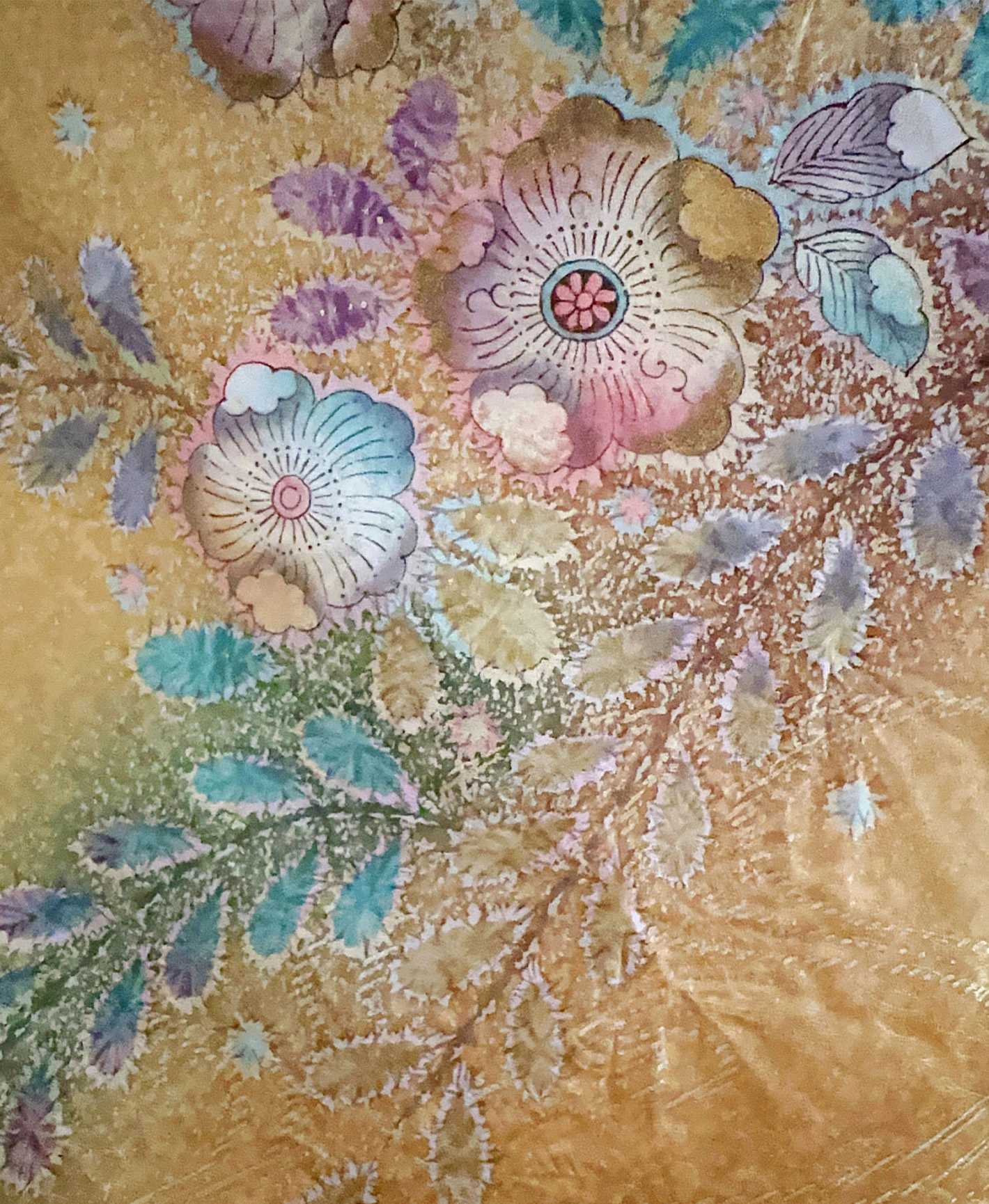 山吹茶 黃色系 暈し染め 金彩 手描き 絞り 辻が花 訪問着レンタル - 画像 8
