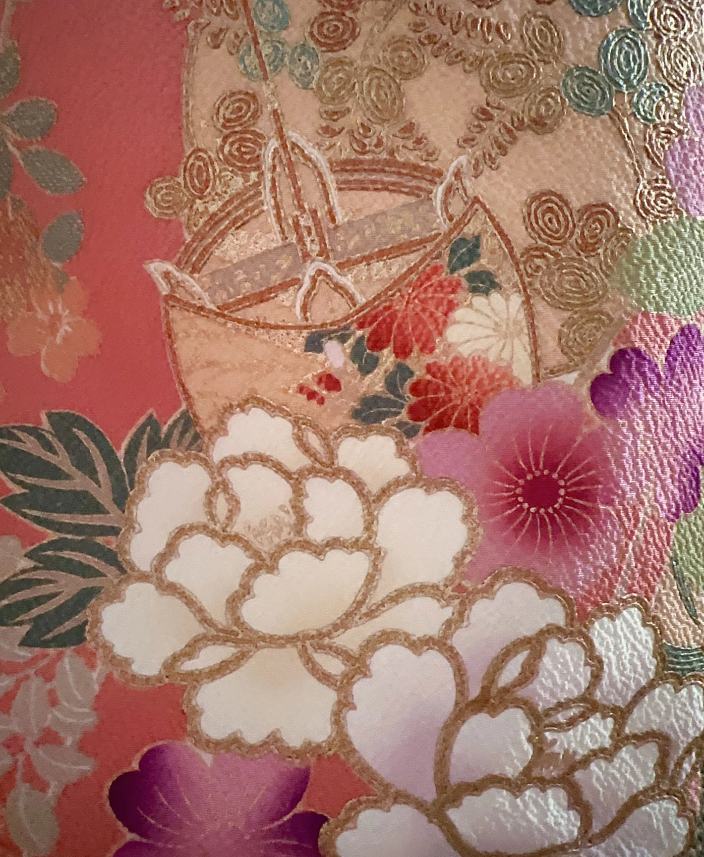 薄紅梅 ピンク系 暈し染め 金彩 牡丹 桜 流水 訪問着レンタル - 画像 7