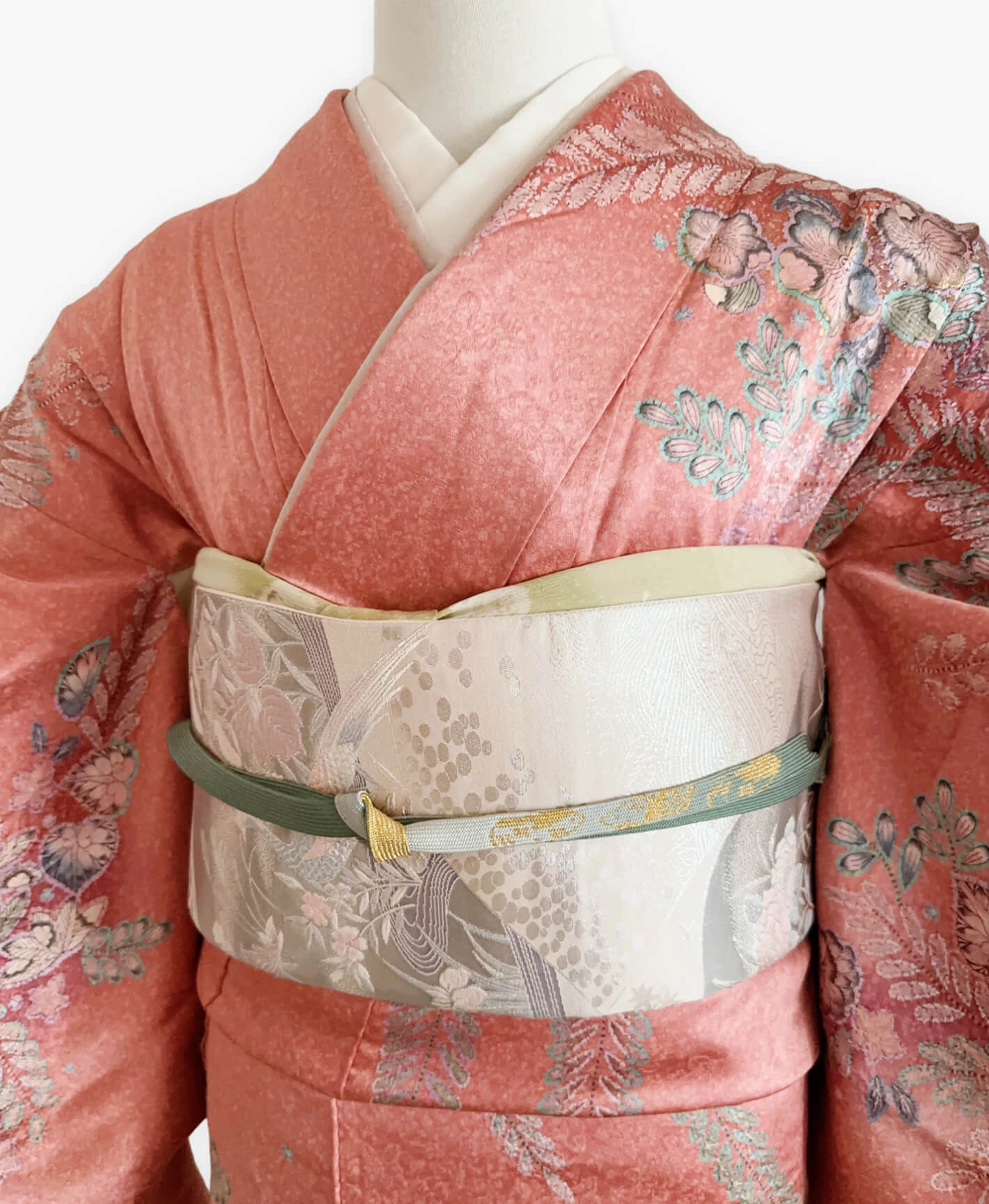 紅樺色 赤系 暈し染め 絞り 辻が花 訪問着レンタル - 画像 3