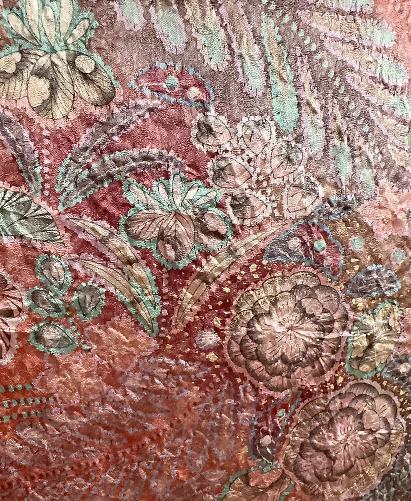 紅樺色 赤系 暈し染め 絞り 辻が花 訪問着レンタル - 画像 7