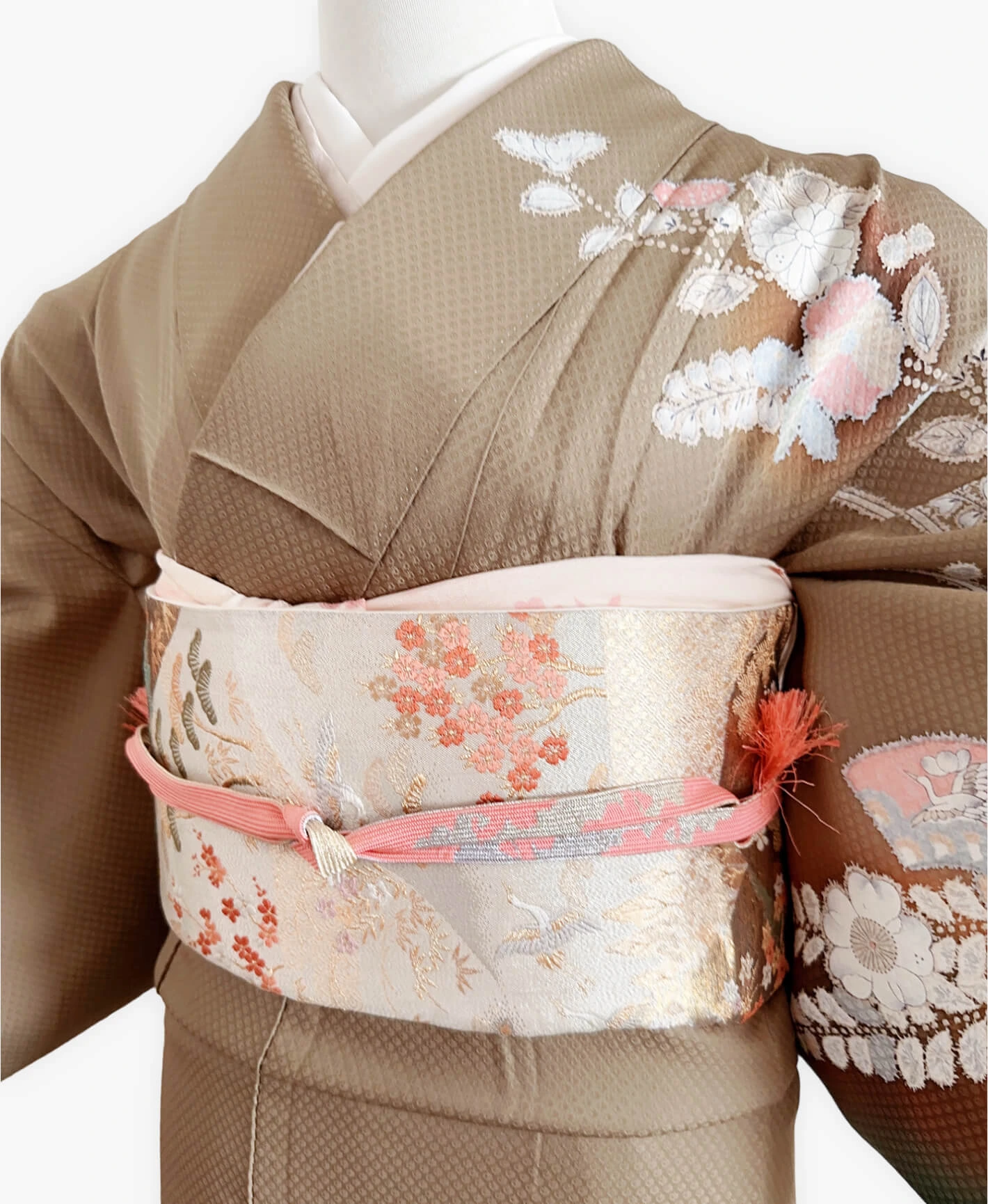 灰汁色 緑系 暈し染め 絞り 辻が花 訪問着レンタル - 画像 3