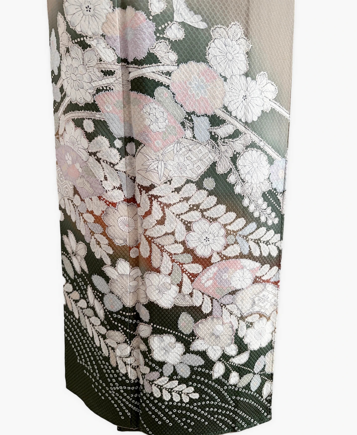 灰汁色 緑系 暈し染め 絞り 辻が花 訪問着レンタル - 画像 5