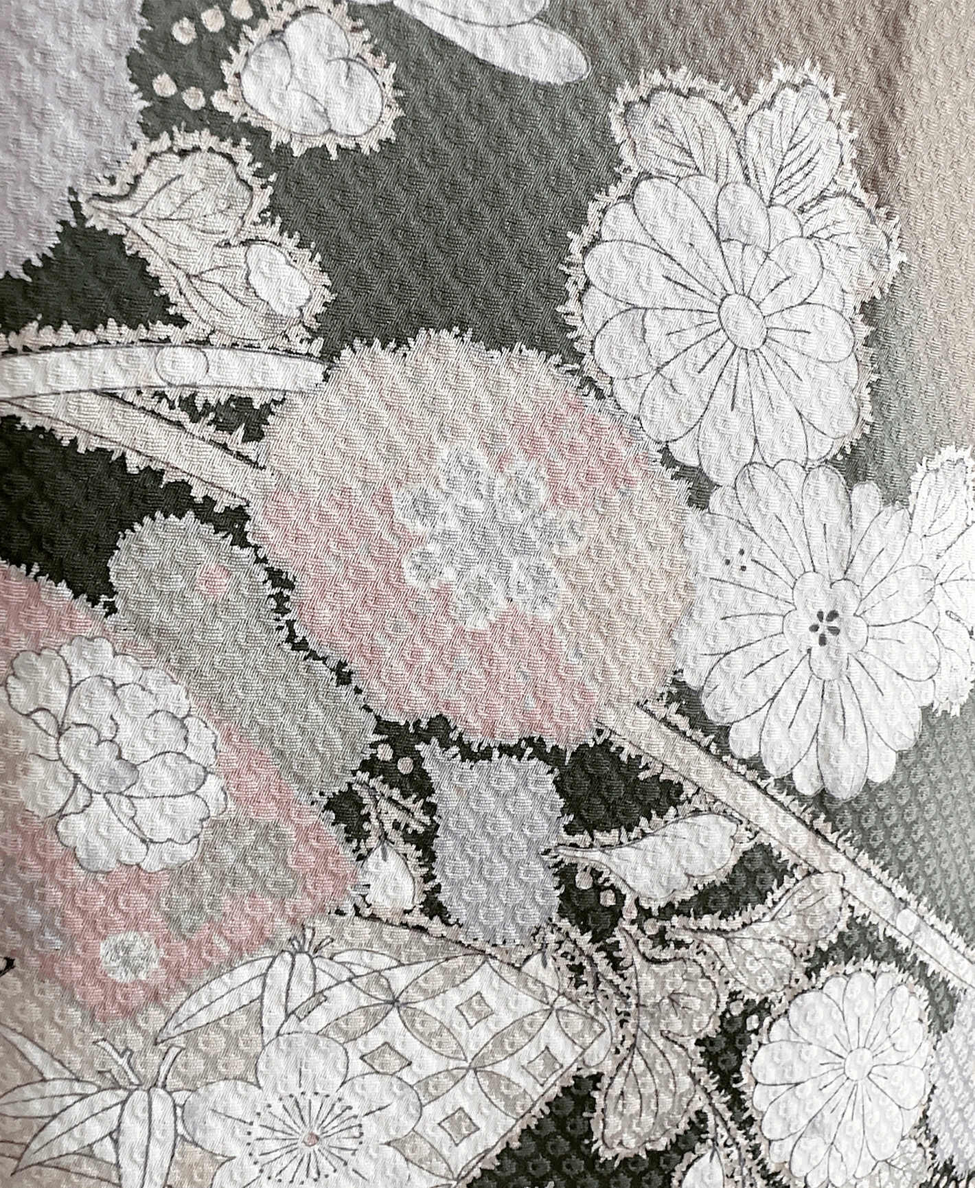 灰汁色 緑系 暈し染め 絞り 辻が花 訪問着レンタル - 画像 6