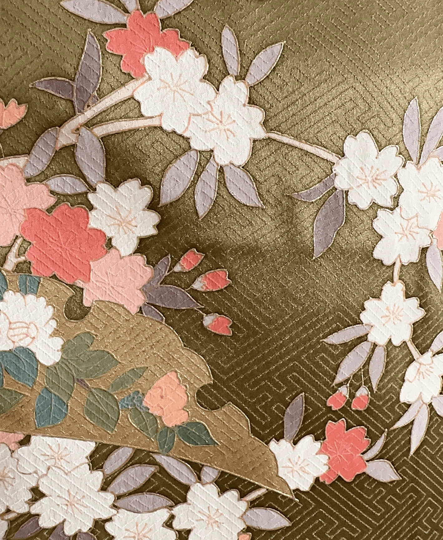 草色 緑系 暈し染め 金彩 雪芝花文 訪問着レンタル - 画像 6