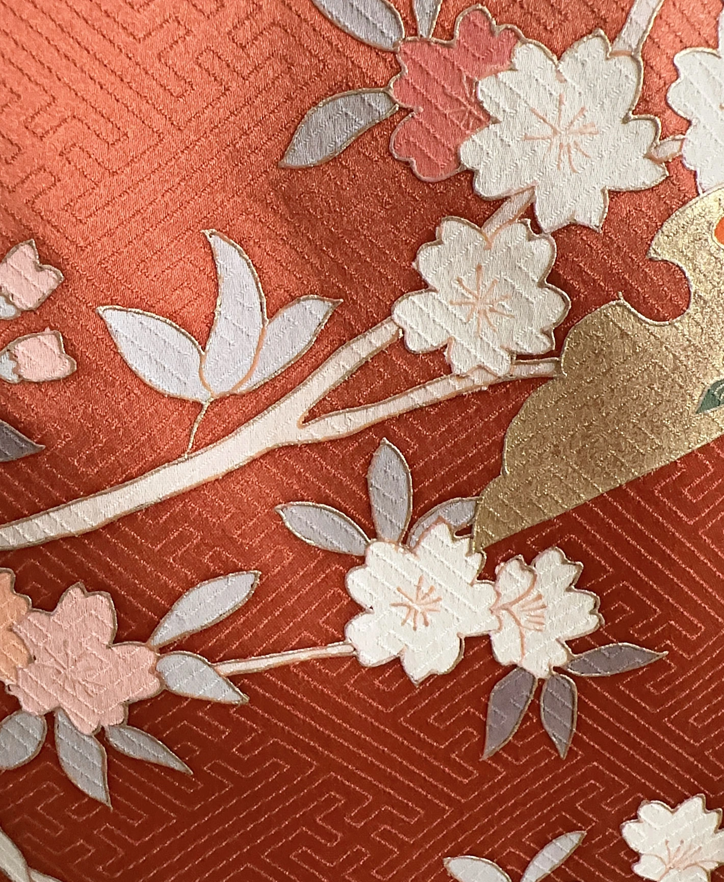草色 緑系 暈し染め 金彩 雪芝花文 訪問着レンタル - 画像 8