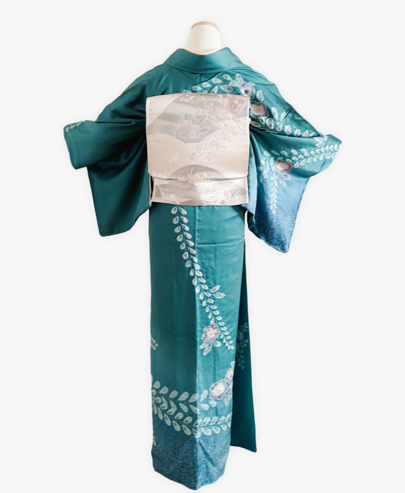 納戸色 青系 暈し染め 手描き 絞り 辻が花 訪問着レンタル