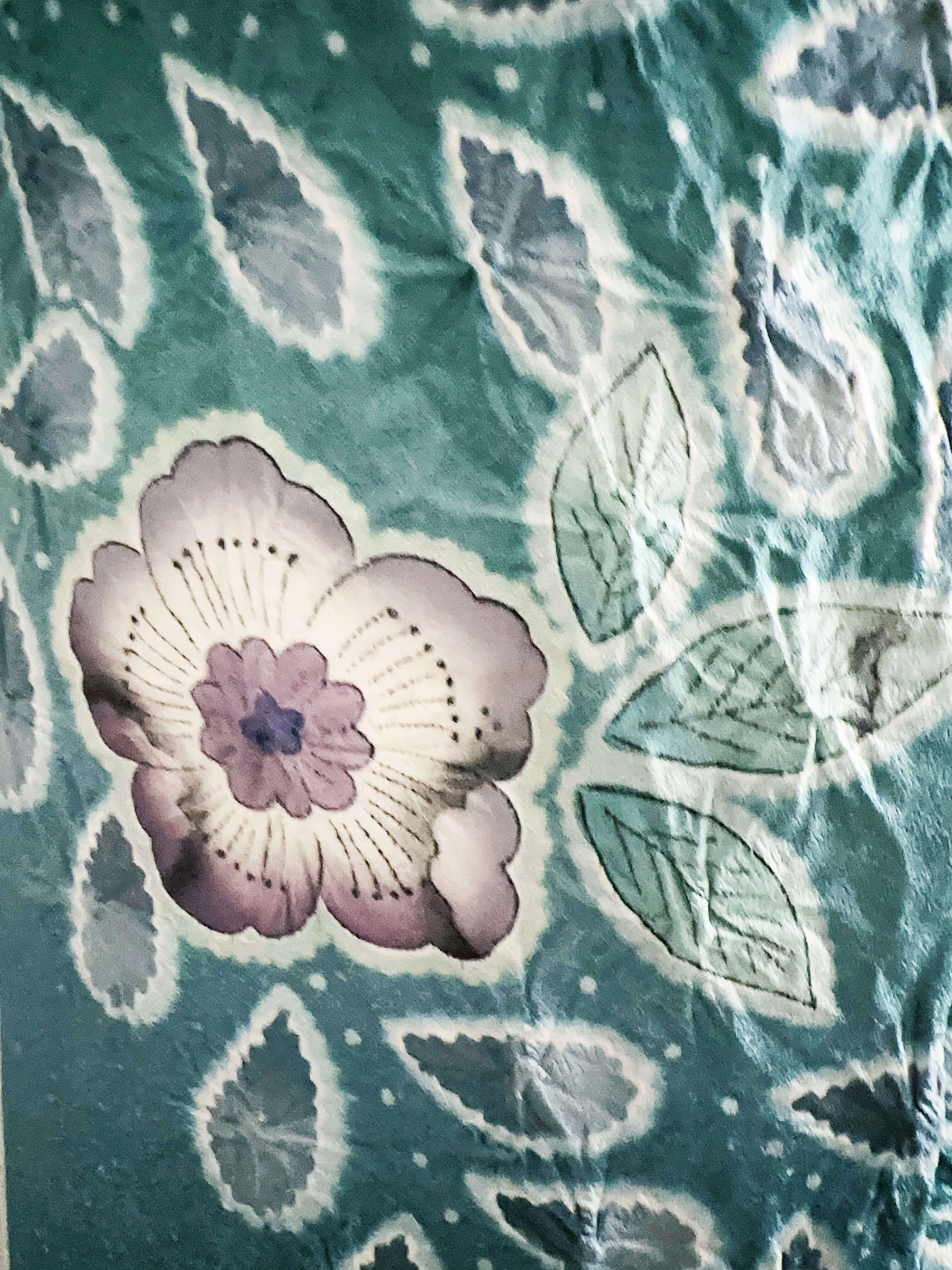 納戸色 青系 暈し染め 手描き 絞り 辻が花 訪問着レンタル - 画像 8