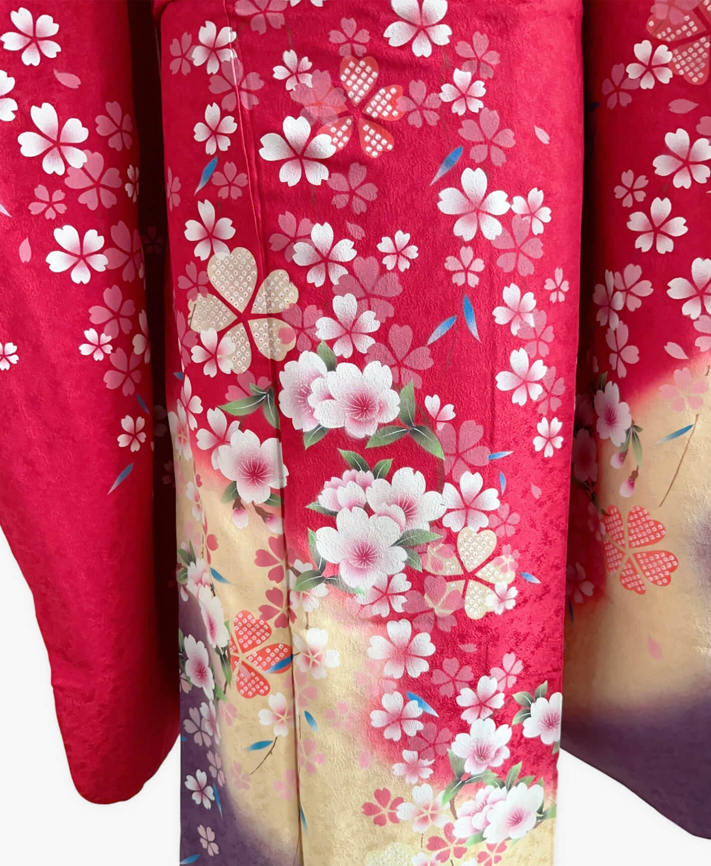 紅 赤系 暈し染め 手描き 桜吹雪 振袖レンタル - 画像 5