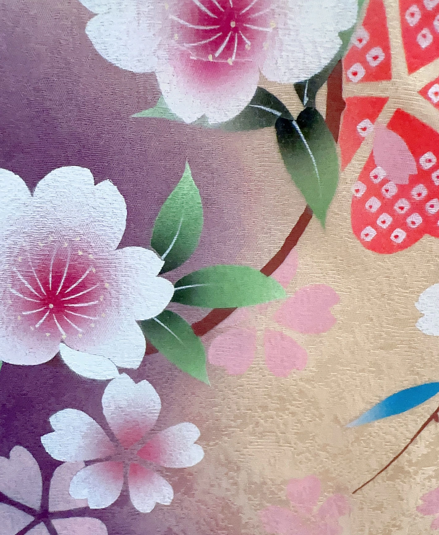 紅 赤系 暈し染め 手描き 桜吹雪 振袖レンタル - 画像 6