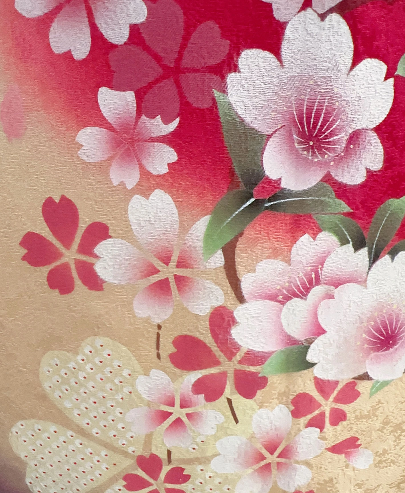 紅 赤系 暈し染め 手描き 桜吹雪 振袖レンタル - 画像 7