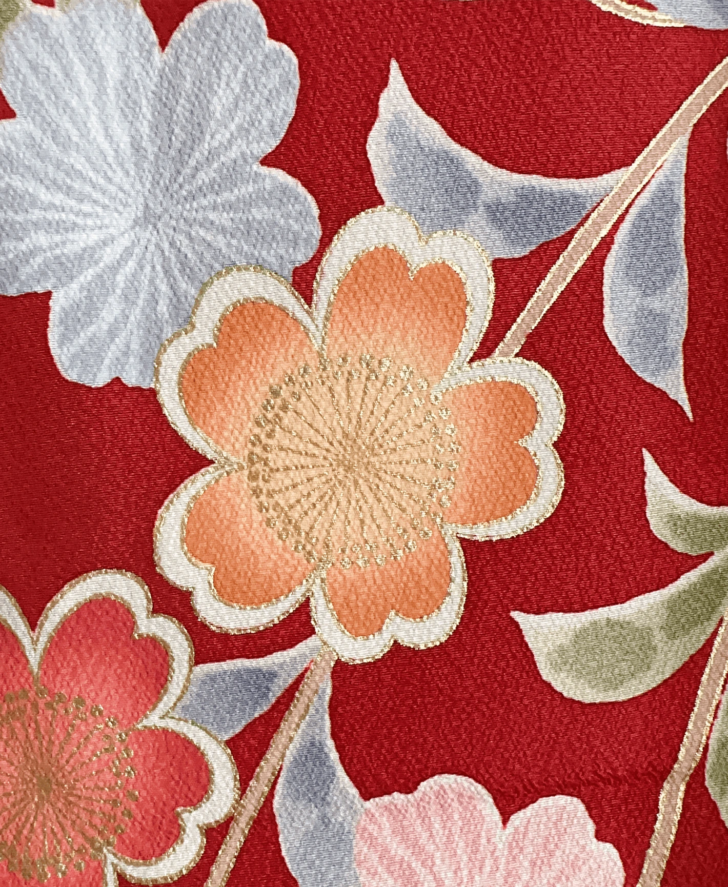 朱緋 赤系 暈し染め 手描き 枝垂れ桜 振袖レンタル - 画像 6