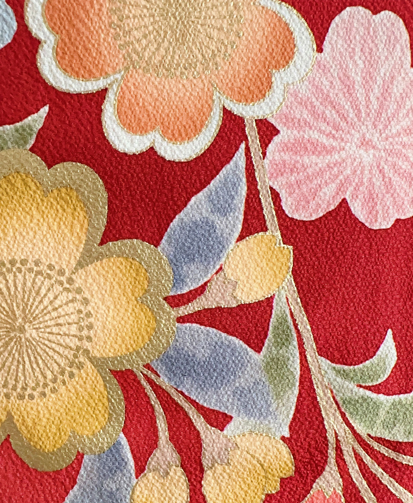 朱緋 赤系 暈し染め 手描き 枝垂れ桜 振袖レンタル - 画像 8