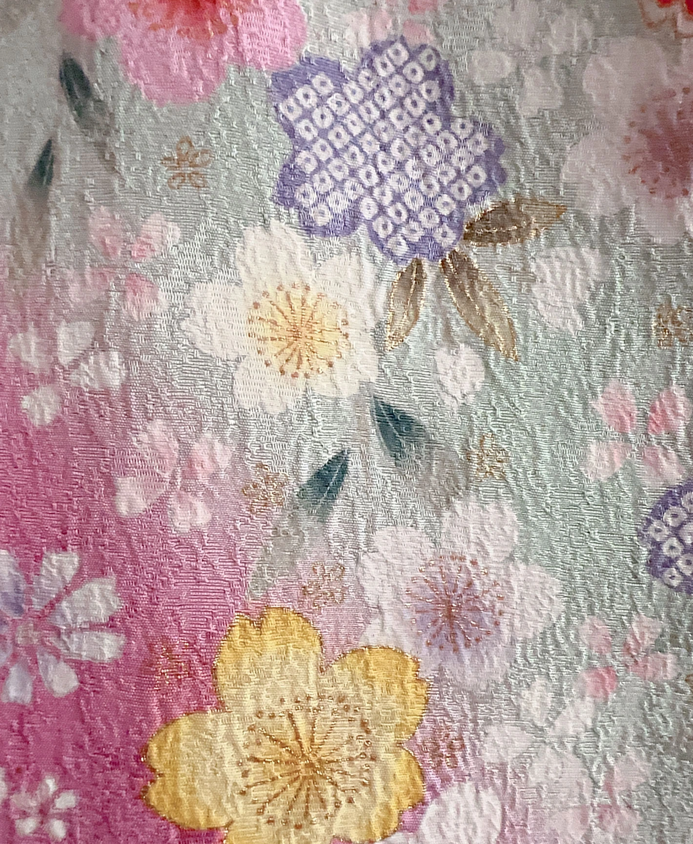 桃花色 ピンク系 暈し染め 手描き 桜吹雪 手鞠 振袖レンタル - 画像 9