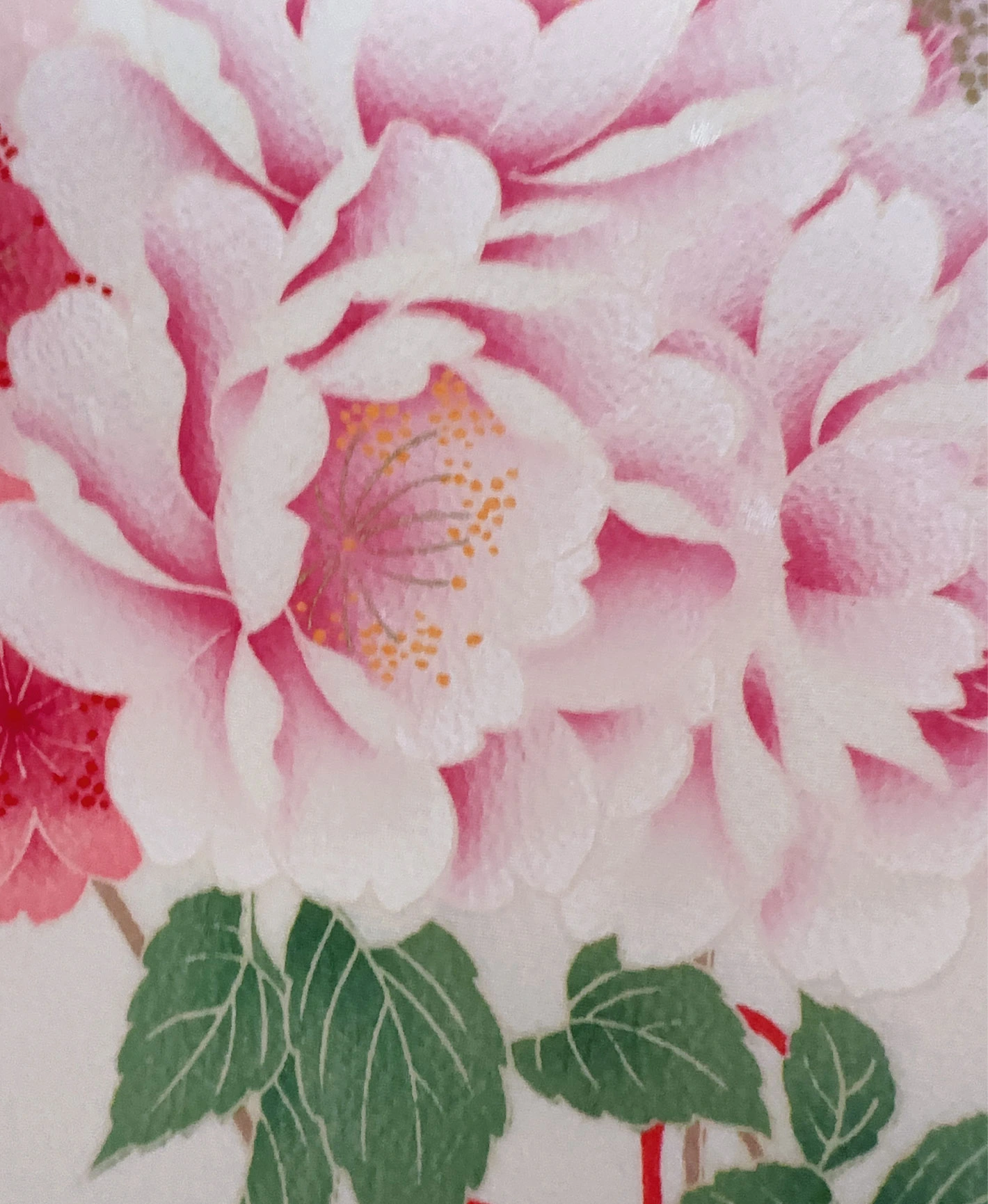 生成り色 ピンク系 暈し染め 桜牡丹 藥玉 振袖レンタル - 画像 9
