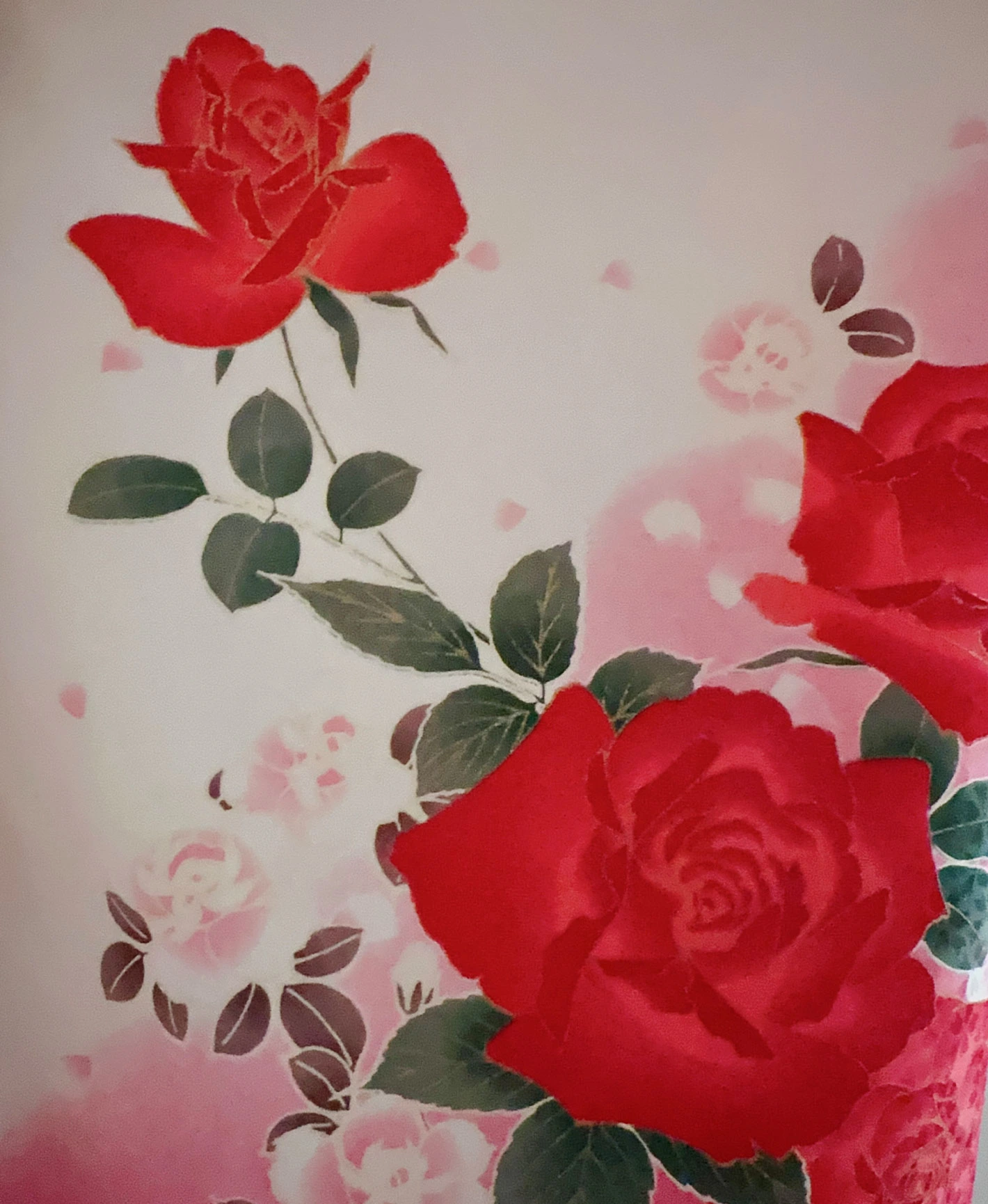 白色 ピンク系 暈し染め 薔薇 花吹雪 振袖レンタル - 画像 8