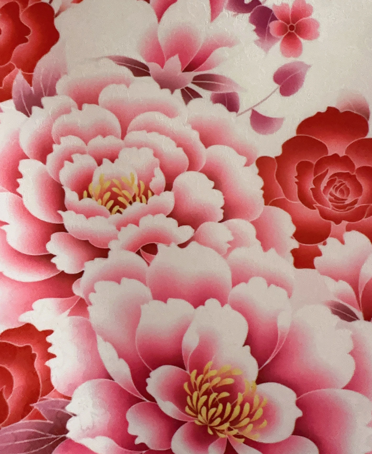 白 白系 暈し染め 金彩 牡丹 蝶 百花繚亂 振袖レンタル - 画像 7