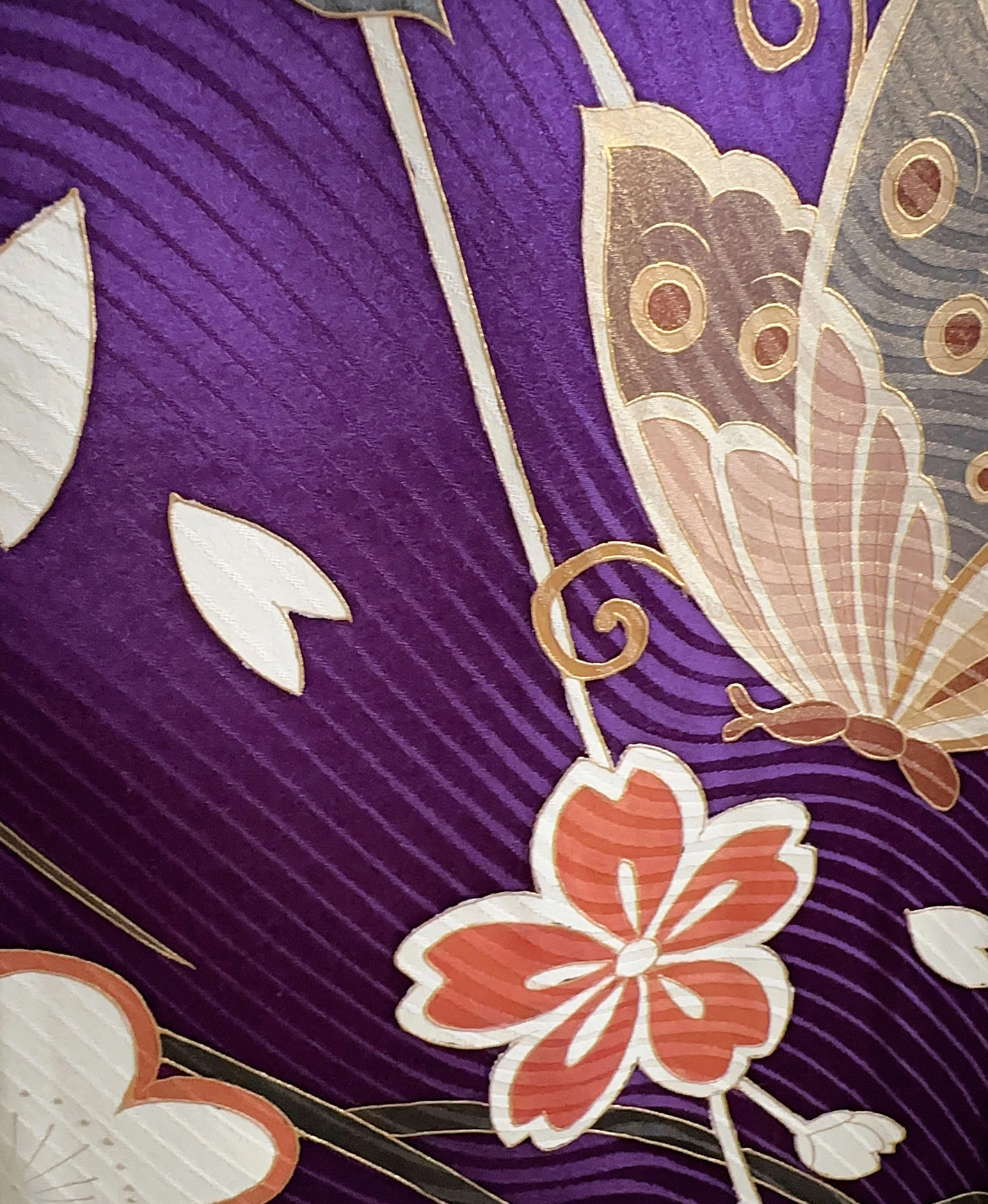 納戸色 青系 暈し染め 金彩 枝垂れ桜 蝶 振袖レンタル - 画像 8