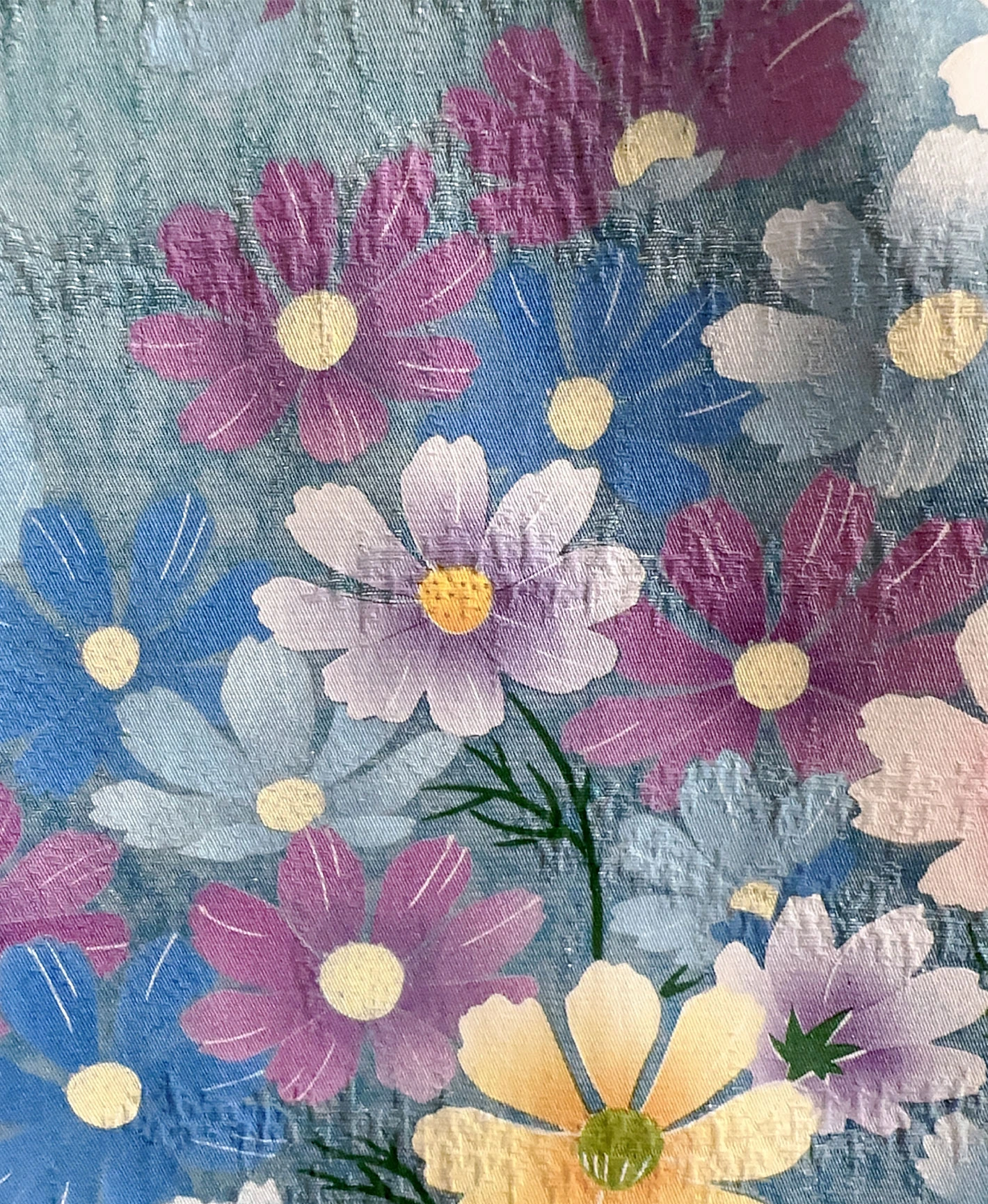 空色 青系 暈し染め 銀通し 手描き 花吹雪 振袖レンタル - 画像 8