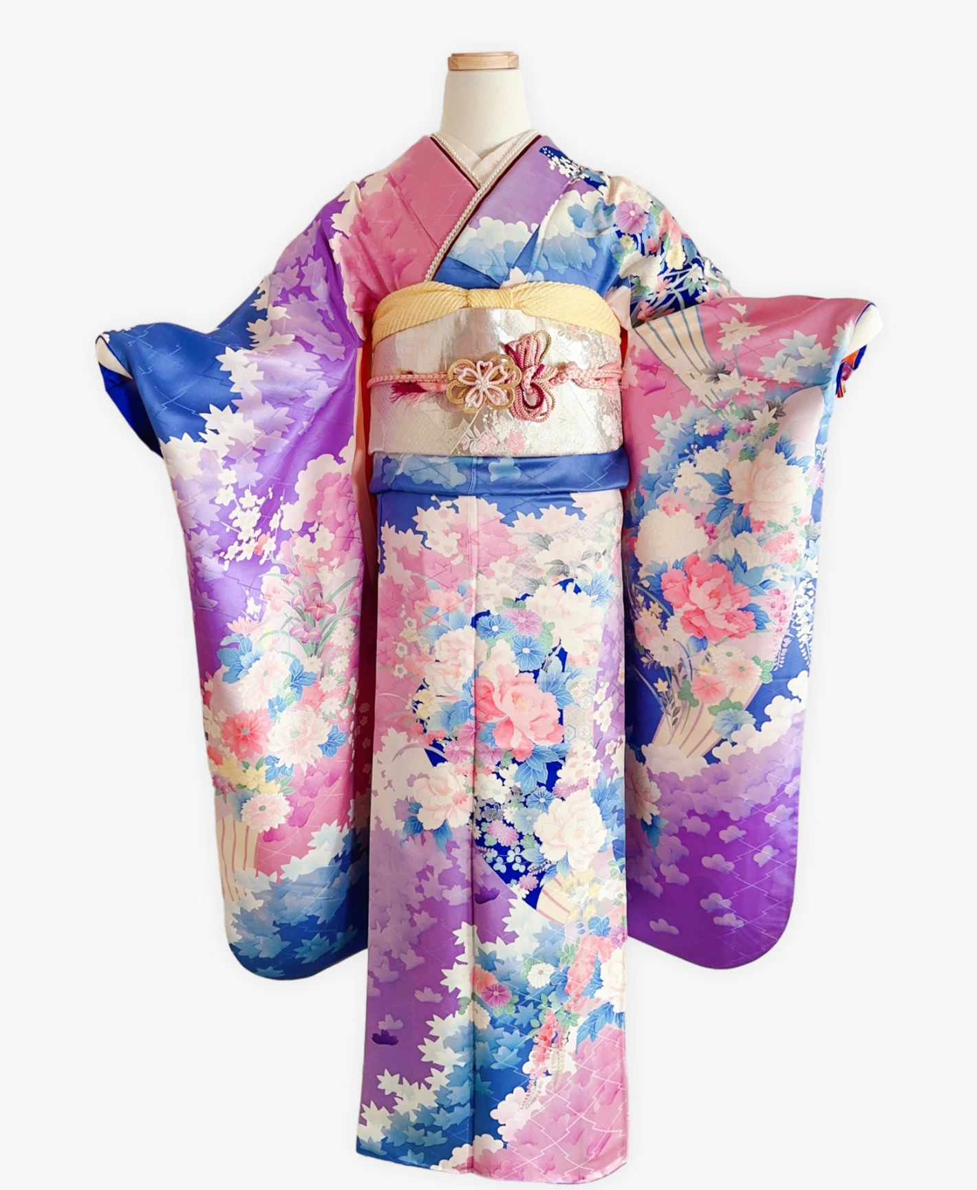 若紫 紫系 暈し染め 金彩 百花風景 振袖レンタル - 画像 1