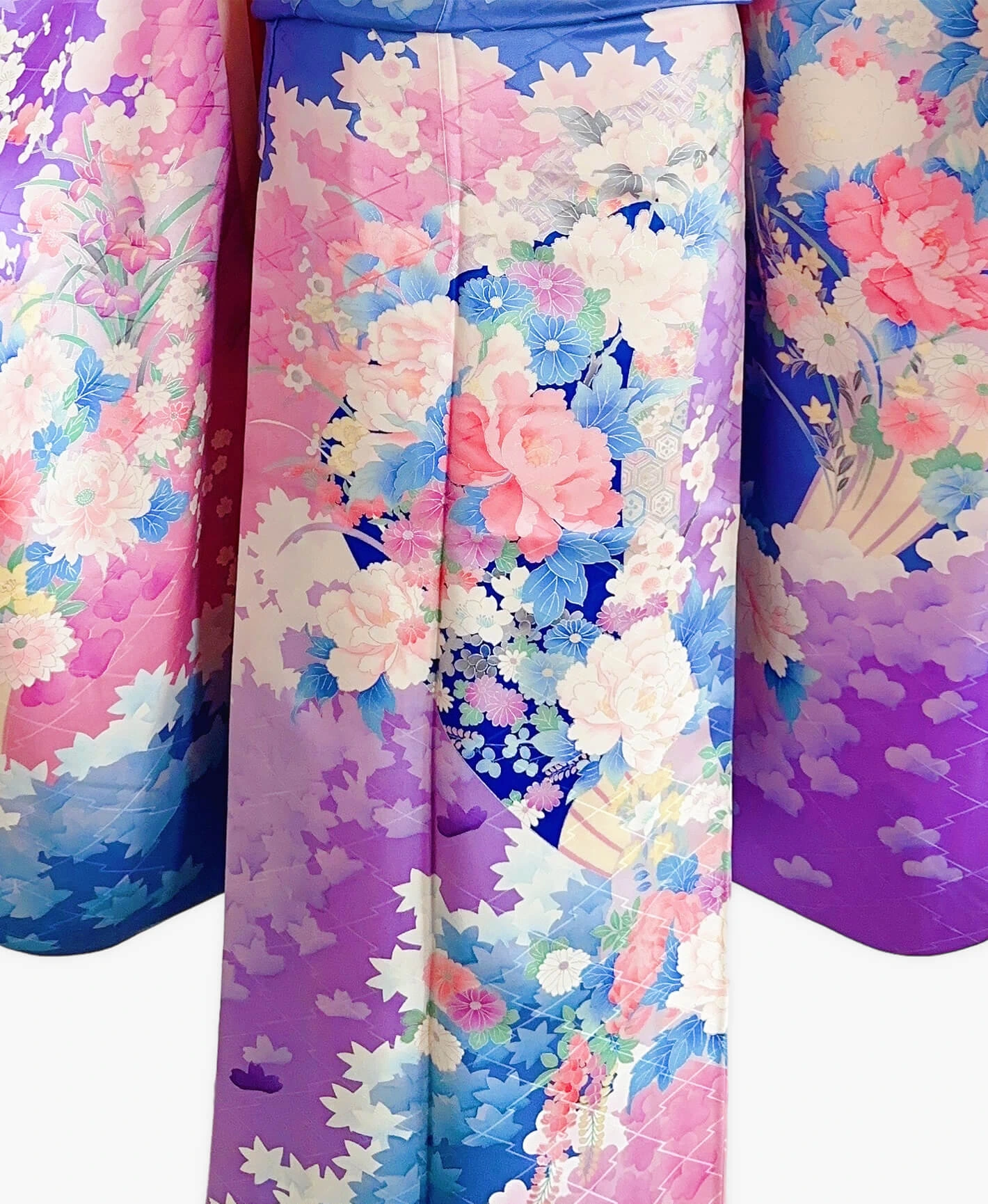 若紫 紫系 暈し染め 金彩 百花風景 振袖レンタル - 画像 5