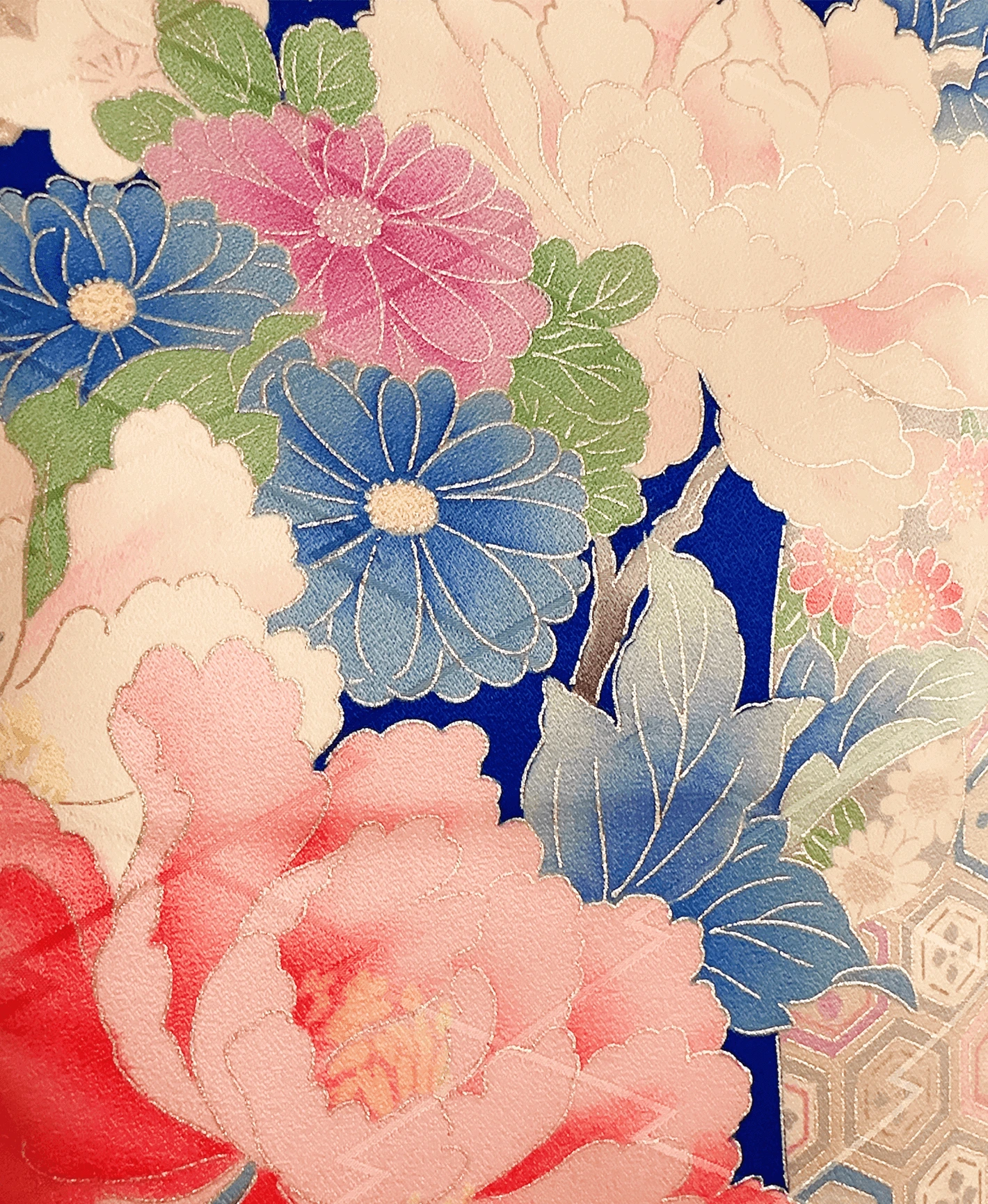 若紫 紫系 暈し染め 金彩 百花風景 振袖レンタル - 画像 6