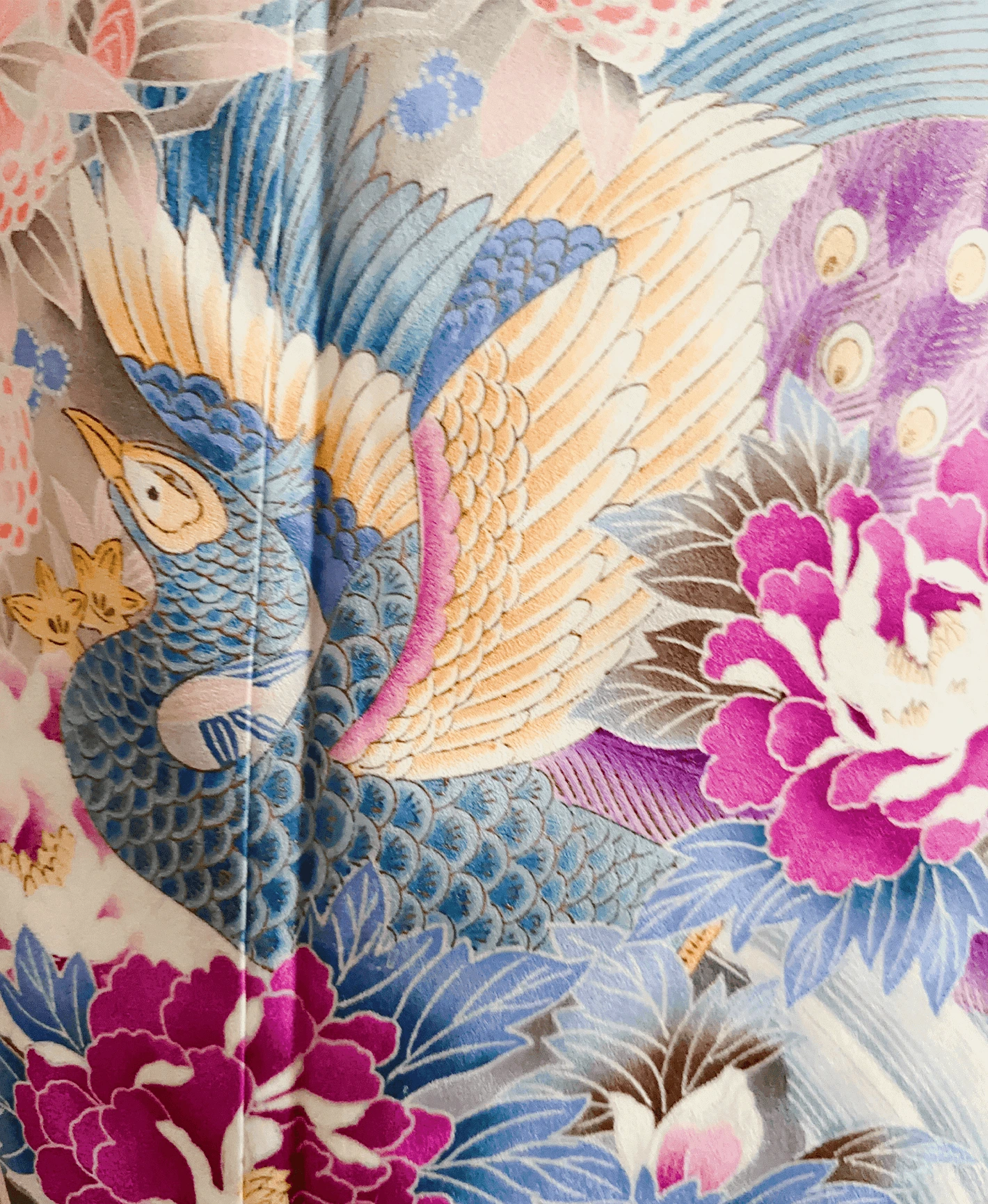 白梅鼠 灰系 暈し染め 鴛鴦 梅 花草 風景 振袖レンタル - 画像 6