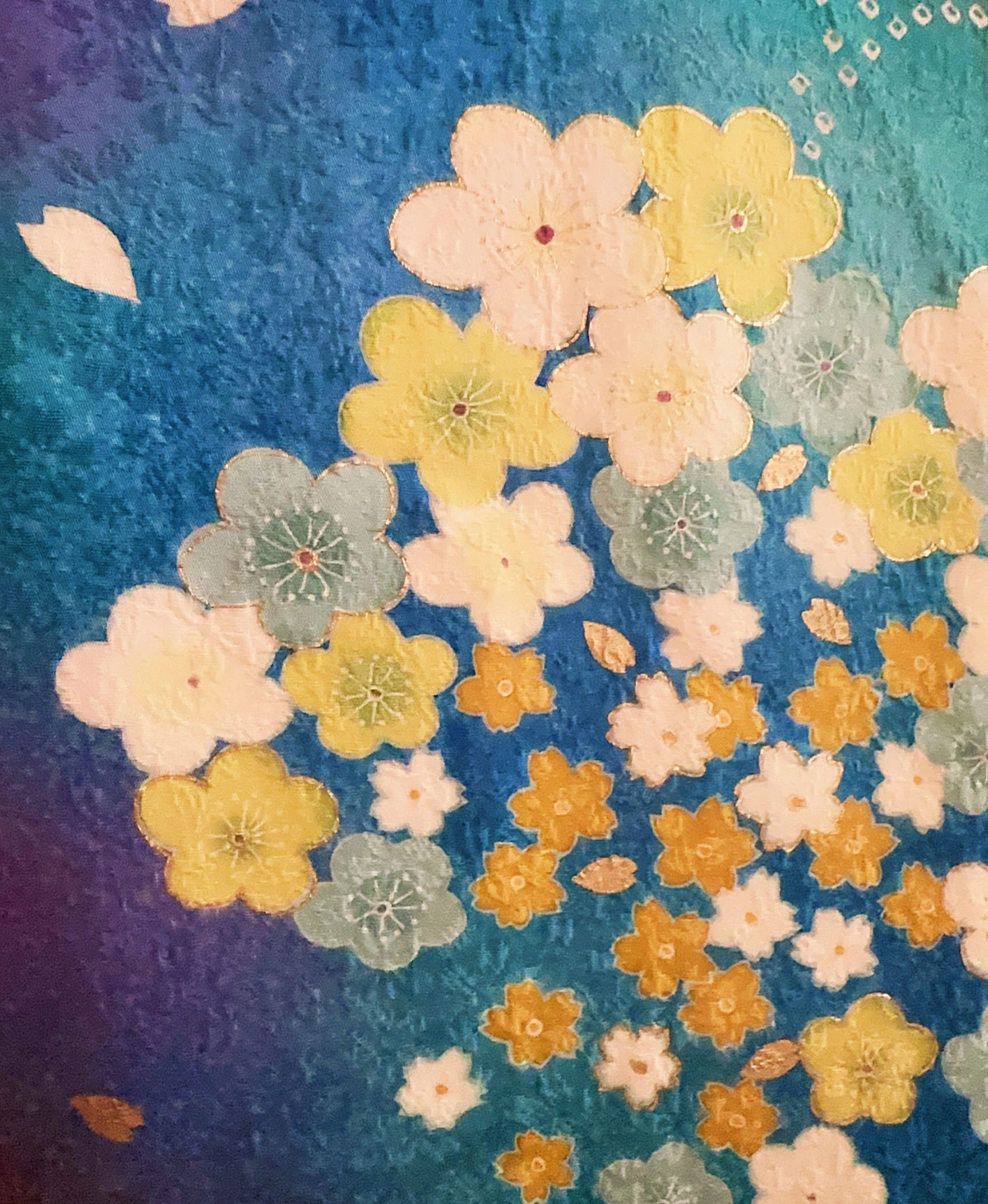 赤墨 黒系 暈し染め 手描き 垂枝れ桜 花吹雪 振袖レンタル - 画像 8