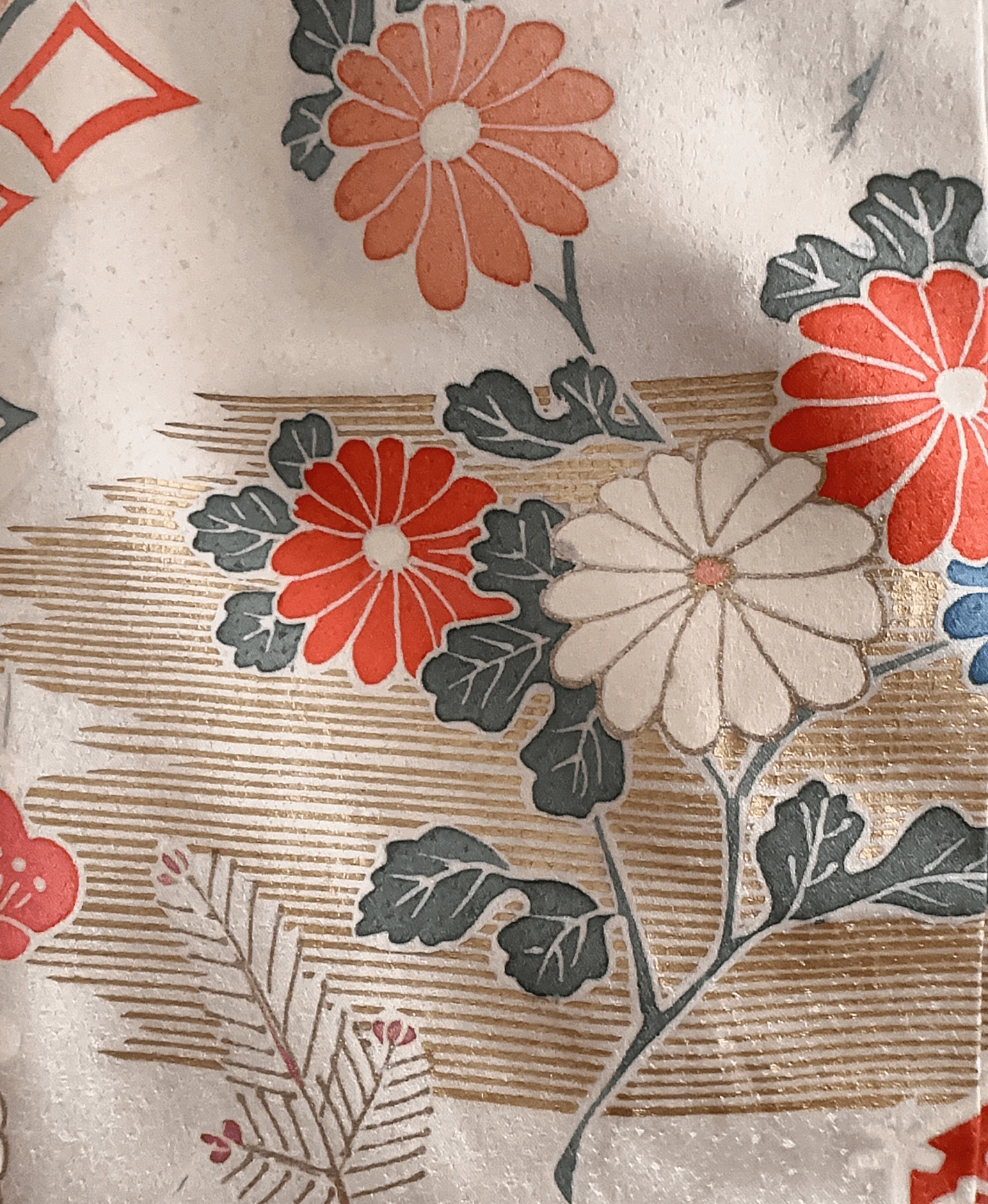 生成り色 白系 刺繍 金彩 花鳥文 鶴 訪問着レンタル - 画像 6