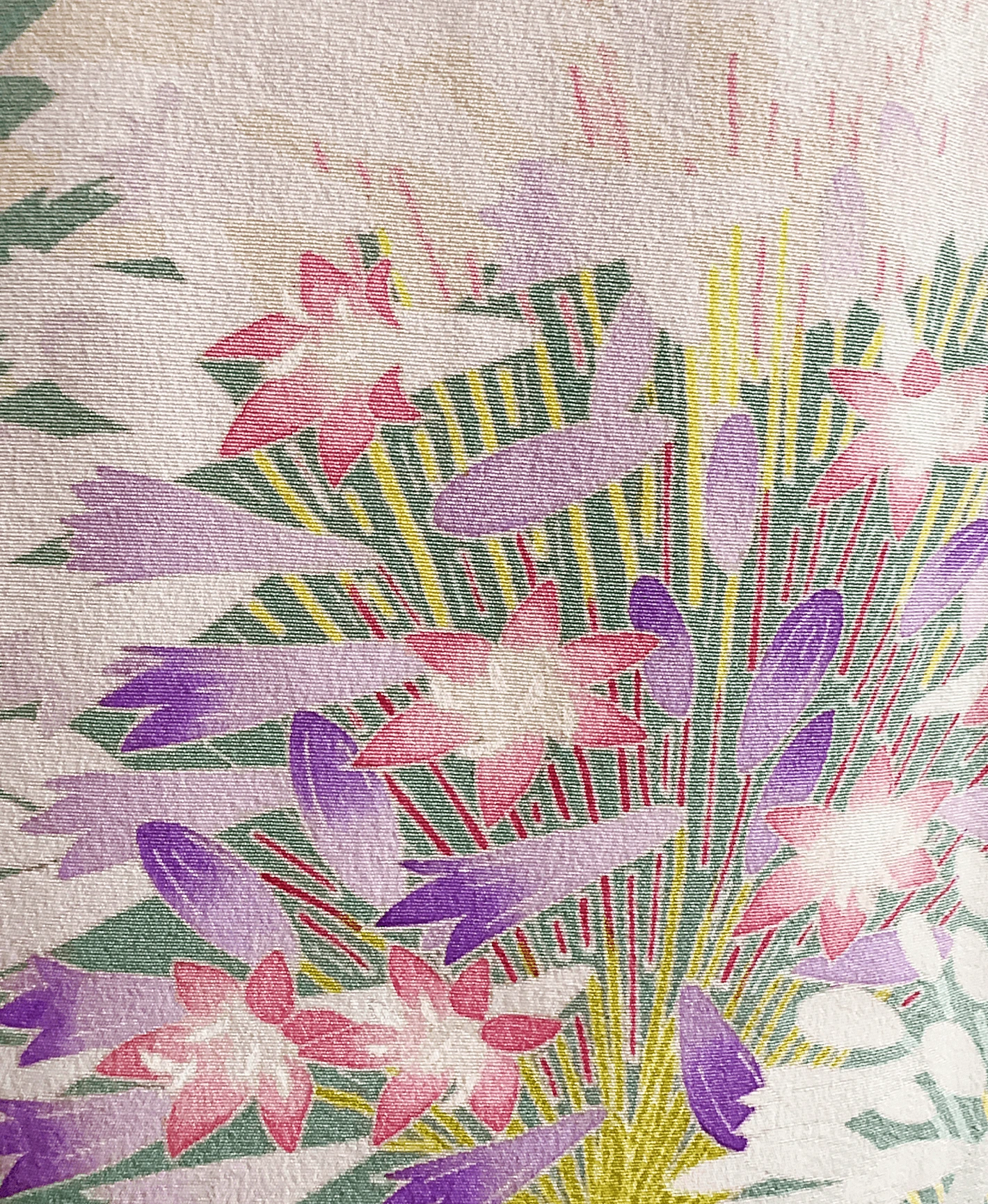 肌色 黄系 暈し染め 友禅 作家物 手描き 花草 訪問着レンタル - 画像 6