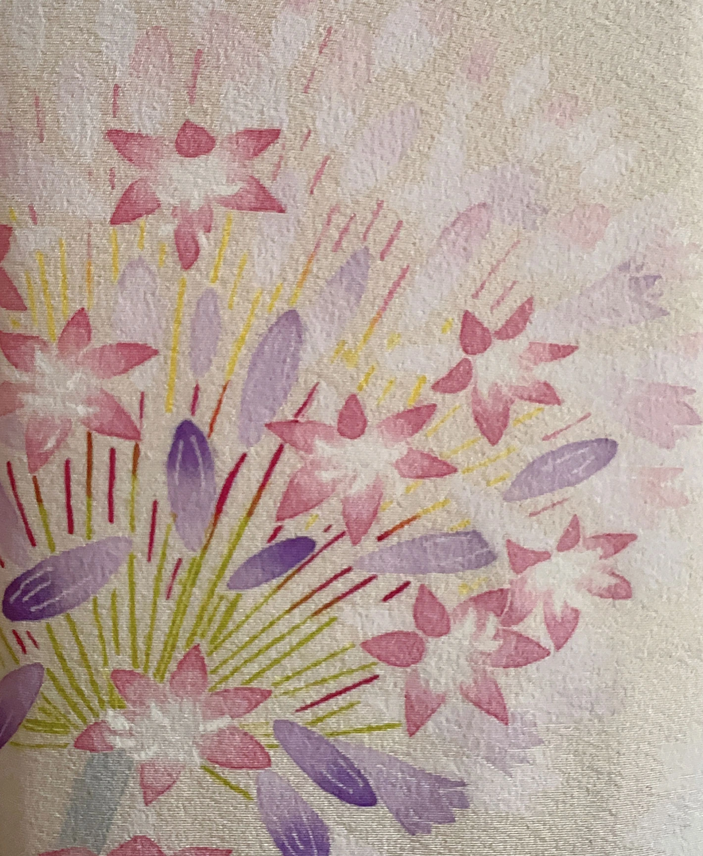肌色 黄系 暈し染め 友禅 作家物 手描き 花草 訪問着レンタル - 画像 7