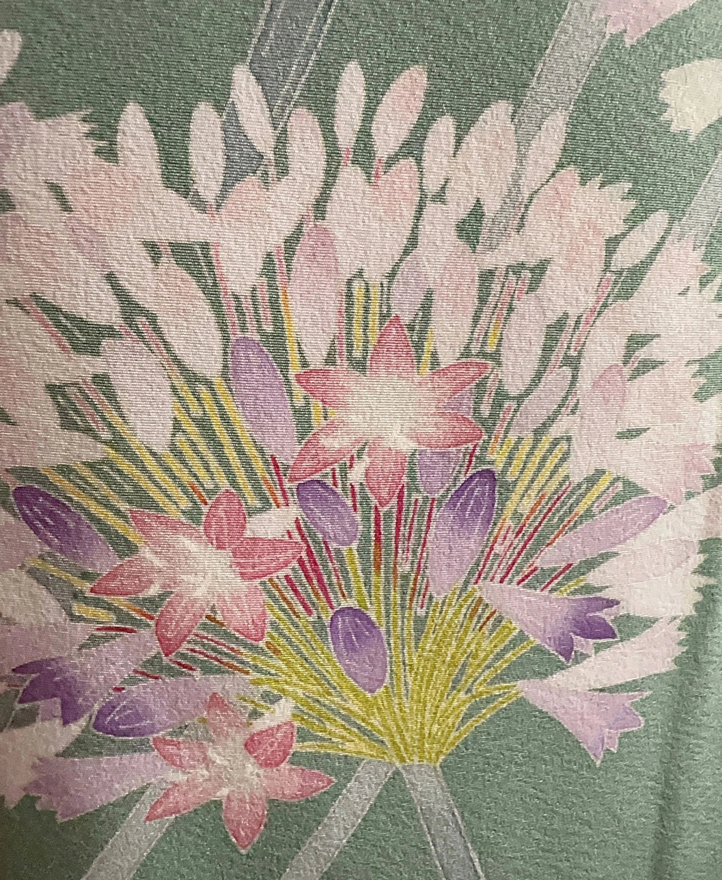 肌色 黄系 暈し染め 友禅 作家物 手描き 花草 訪問着レンタル - 画像 8