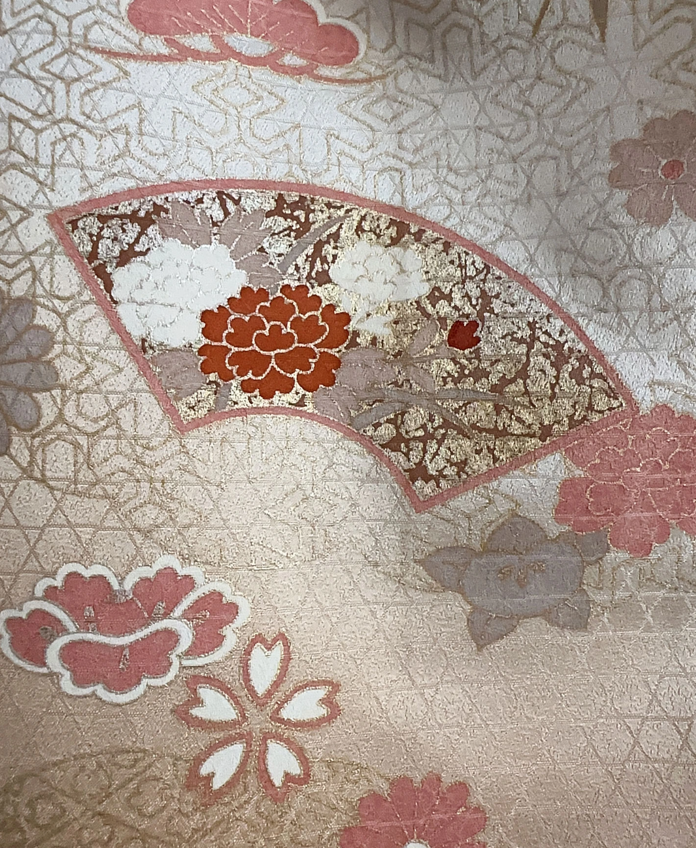 淺黃 黃色系 暈し染め 金銀彩 地紙枝垂れ花文 訪問着レンタル - 画像 8