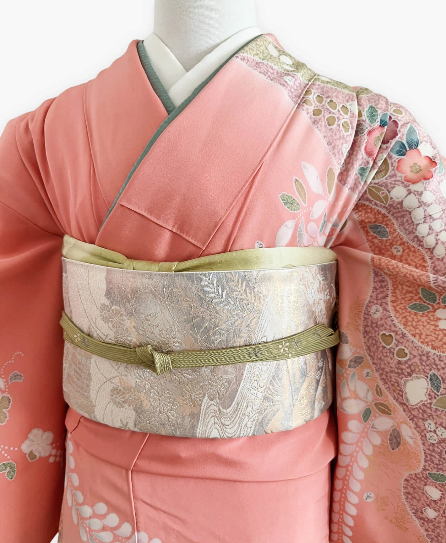 甚三紅 ピンク系 暈し染 金彩 道長花文 訪問着レンタル - 画像 3