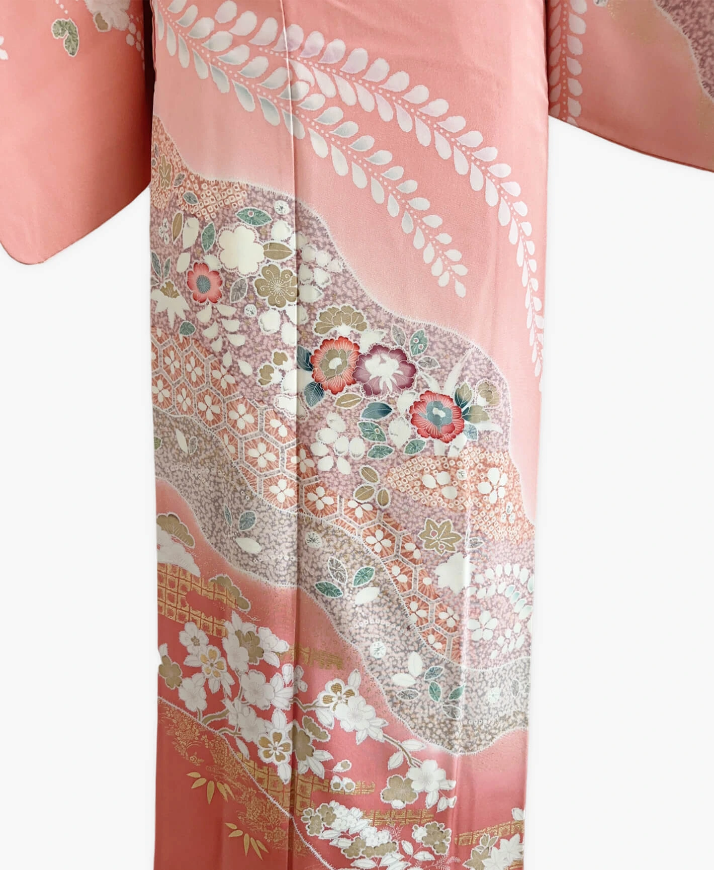 甚三紅 ピンク系 暈し染 金彩 道長花文 訪問着レンタル - 画像 5