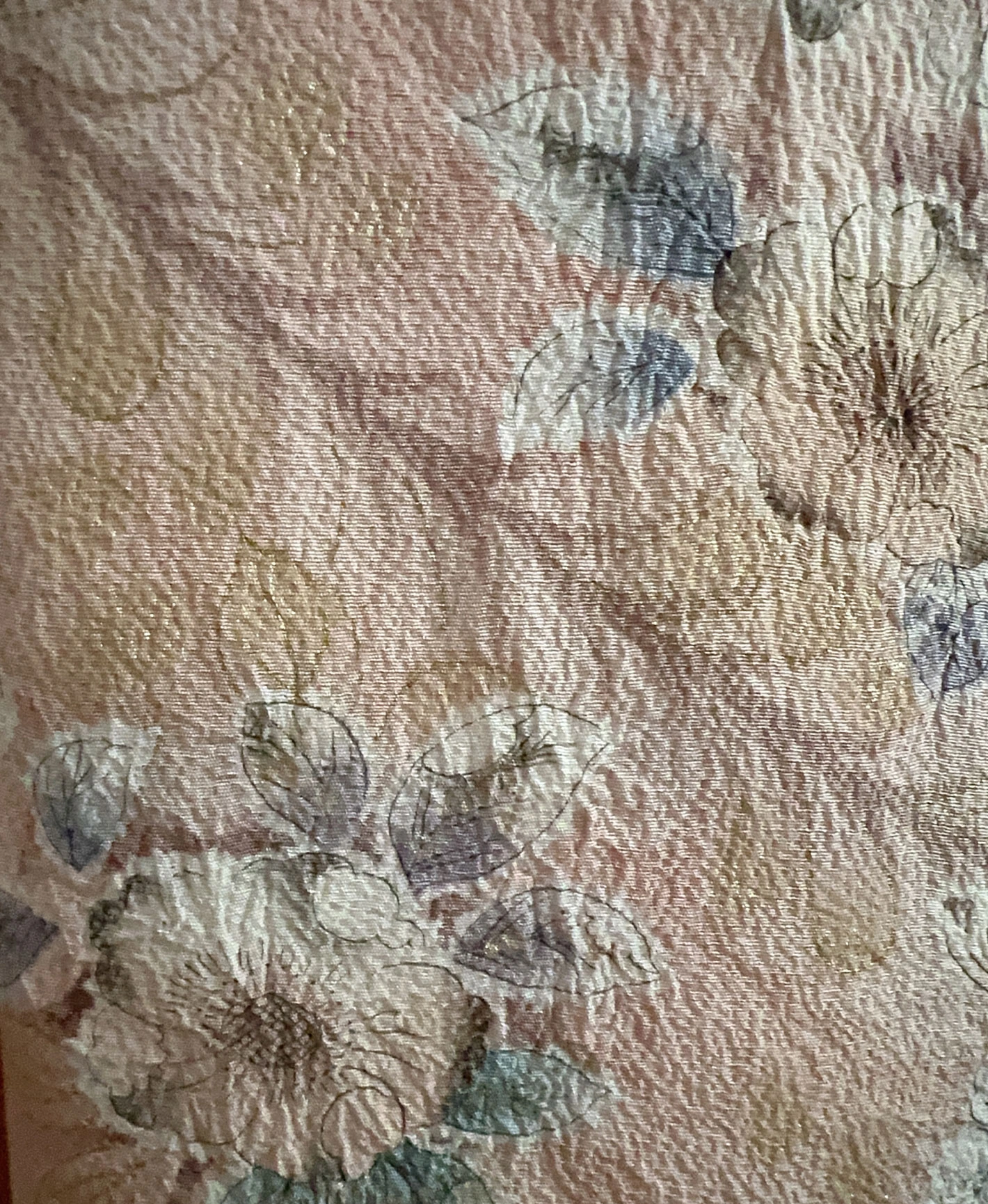 肌色 ピンク系 駒刺繍 暈し染め 金彩 家物 辻が花 手描き 訪問着レンタル - 画像 7