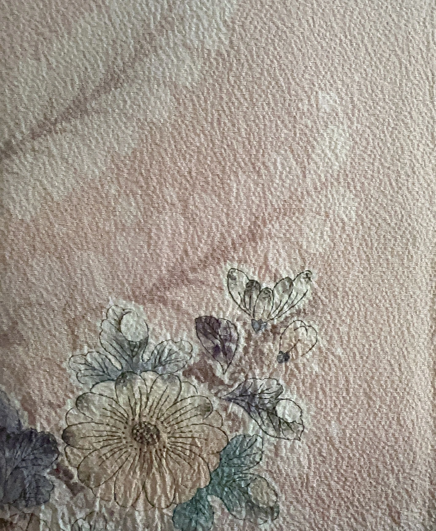 肌色 ピンク系 駒刺繍 暈し染め 金彩 家物 辻が花 手描き 訪問着レンタル - 画像 9
