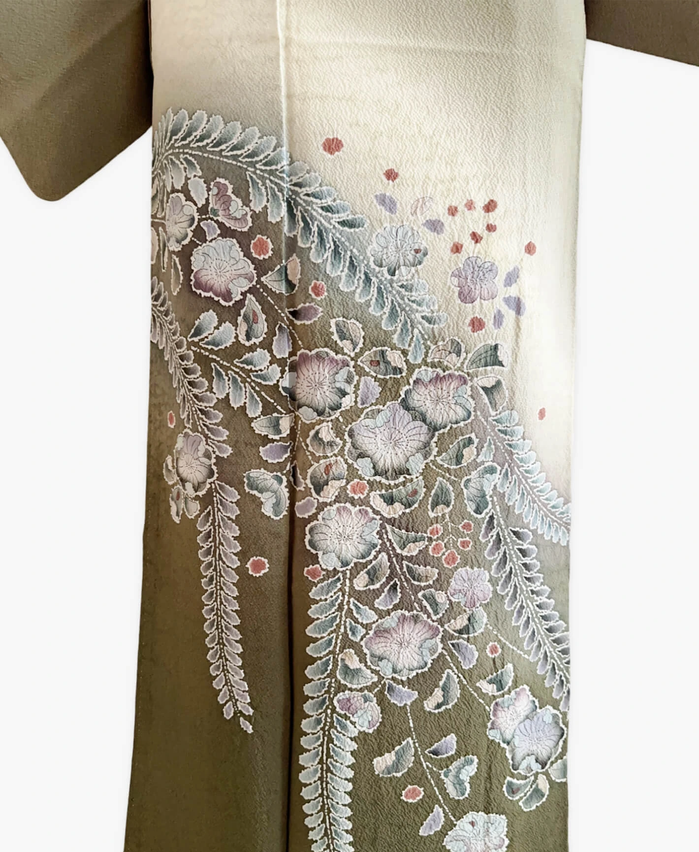 青白橡 緑系 暈し染め 絞り 辻が花 訪問着レンタル - 画像 5