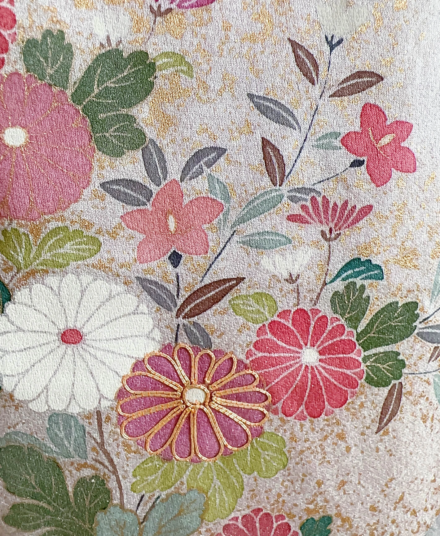 水浅葱色 緑系 青系 絞り 道長文 菊花草 訪問着 - 画像 6