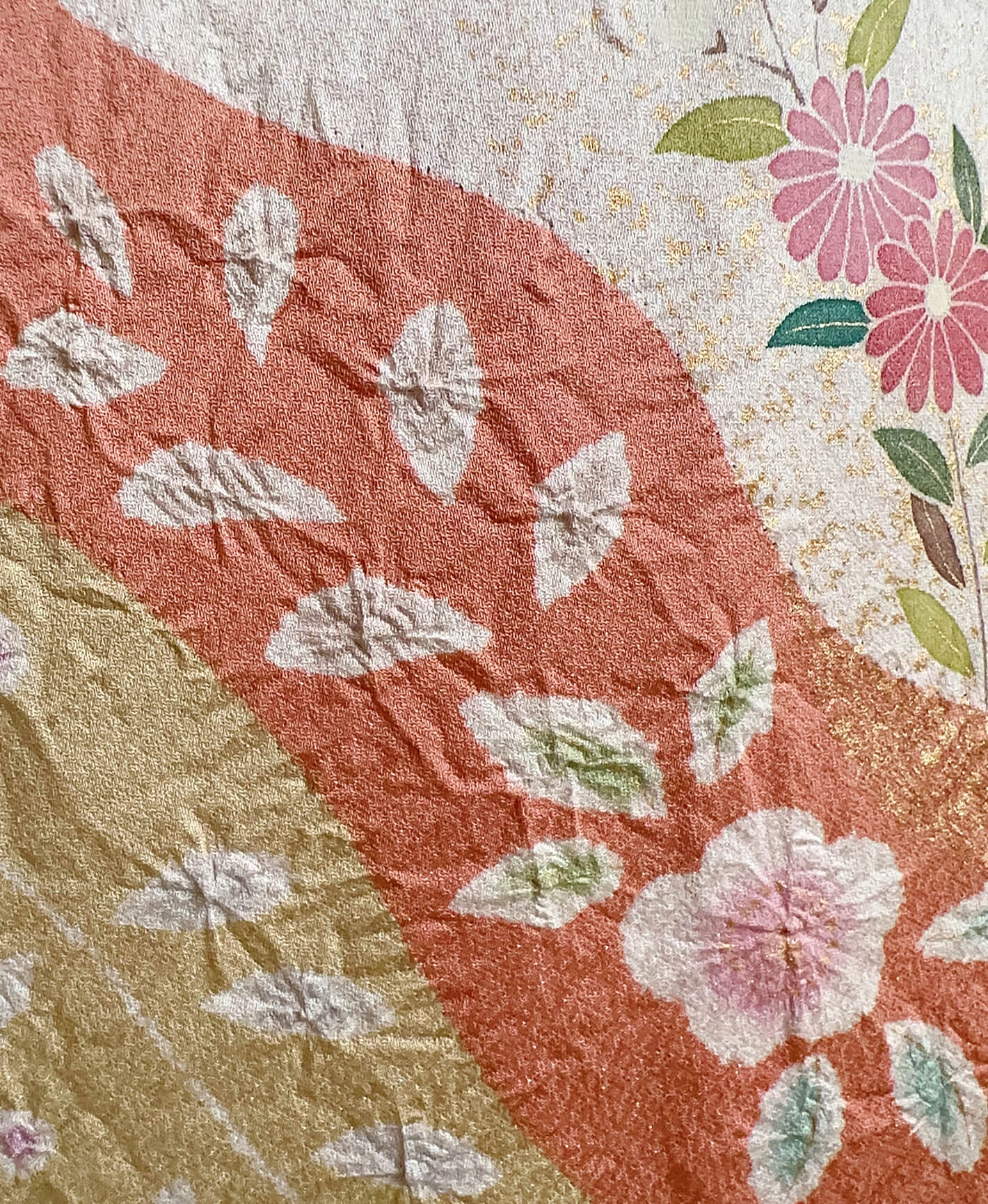 水浅葱色 緑系 青系 絞り 道長文 菊花草 訪問着 - 画像 7