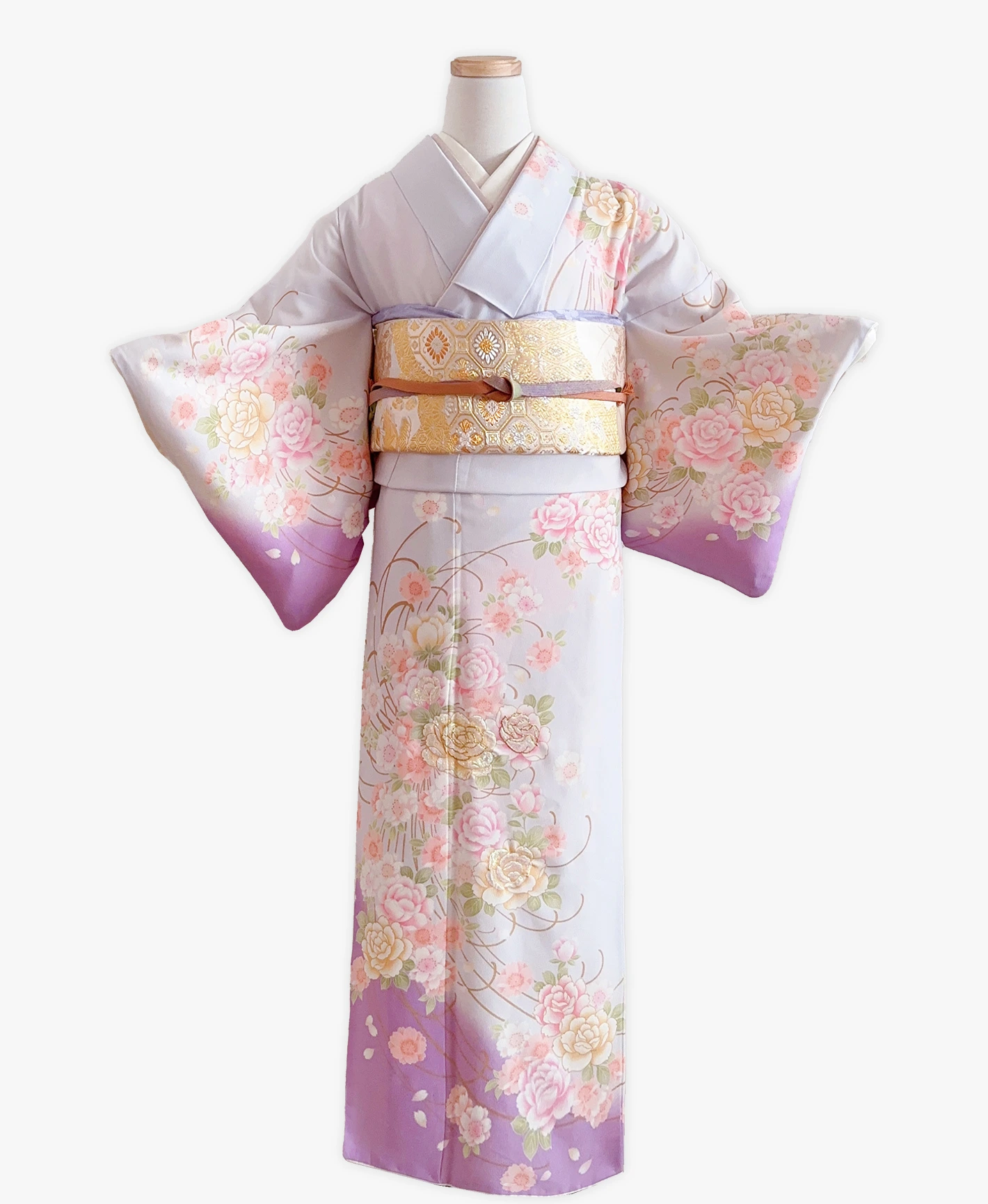 紫水晶色 紫系 灰系 暈し染め 刺繍 花草 訪問着