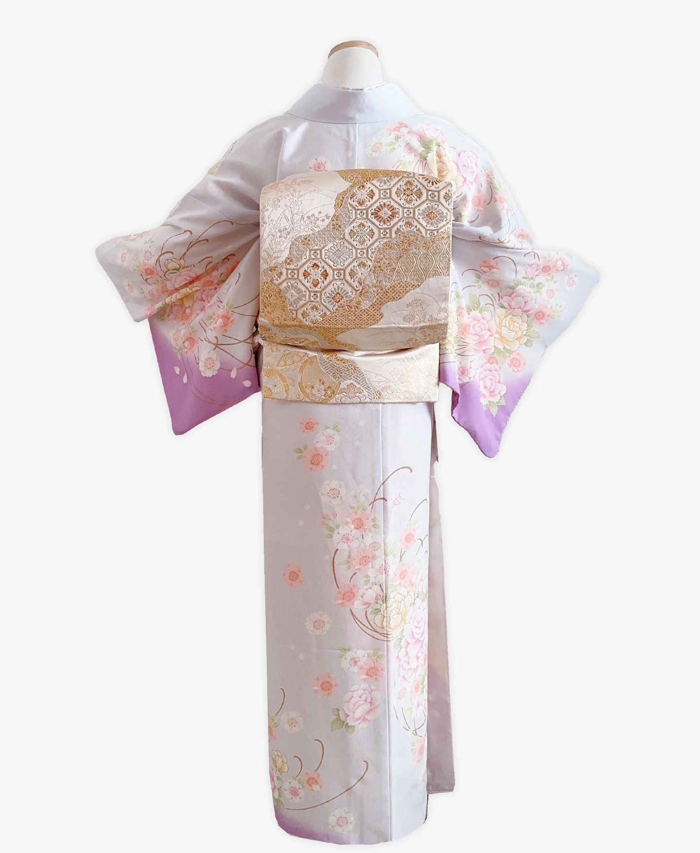 紫水晶色 紫系 灰系 暈し染め 刺繍 花草 訪問着