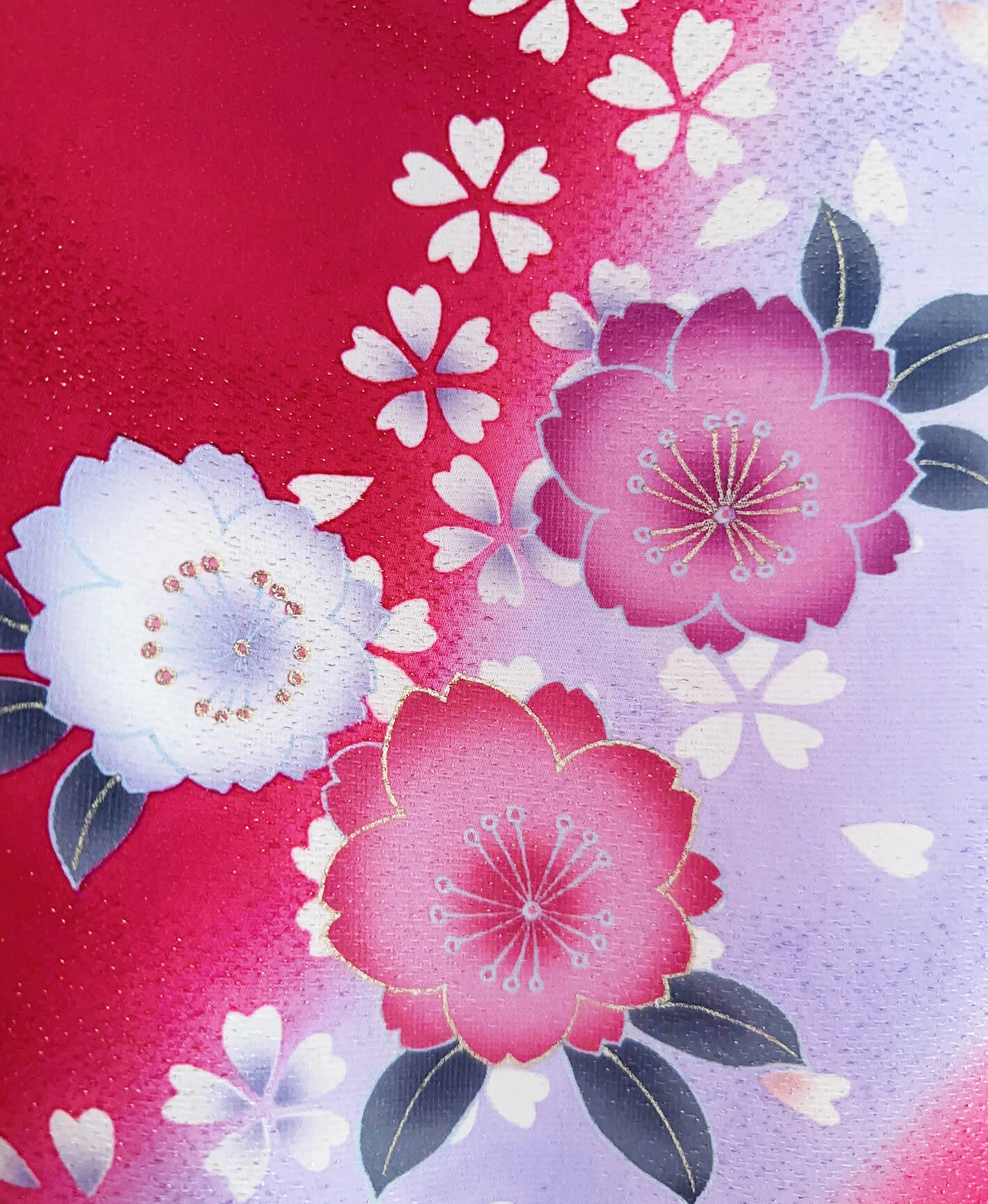 紅色 赤系 暈し染め 刺繍 桜吹雪 振袖 - 画像 7
