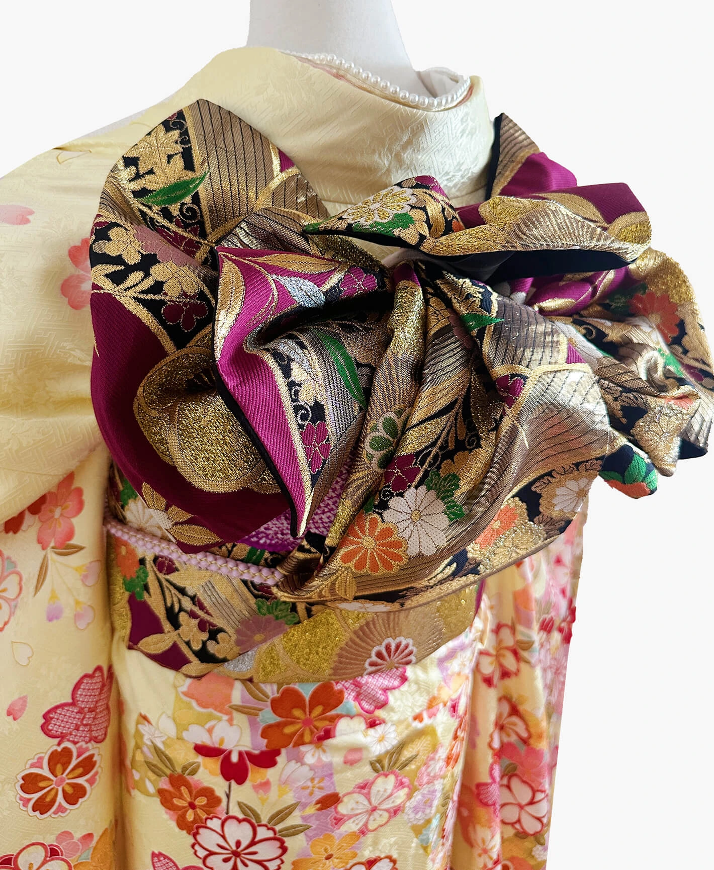 淡黄色 黄系 金彩 貝桶 百花繚乱 振袖 - 画像 4