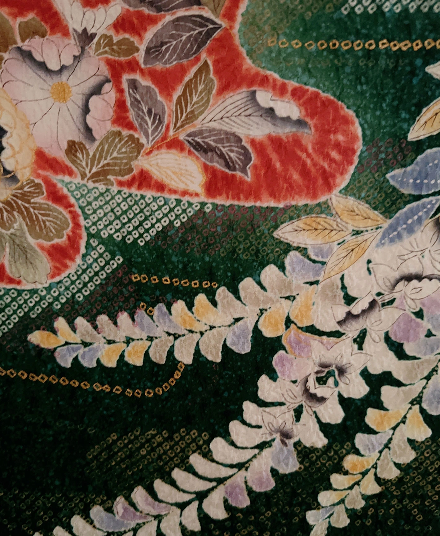 木賊色 緑系 暈し染め 絞り 藤 松 花草 振袖レンタル - 画像 7