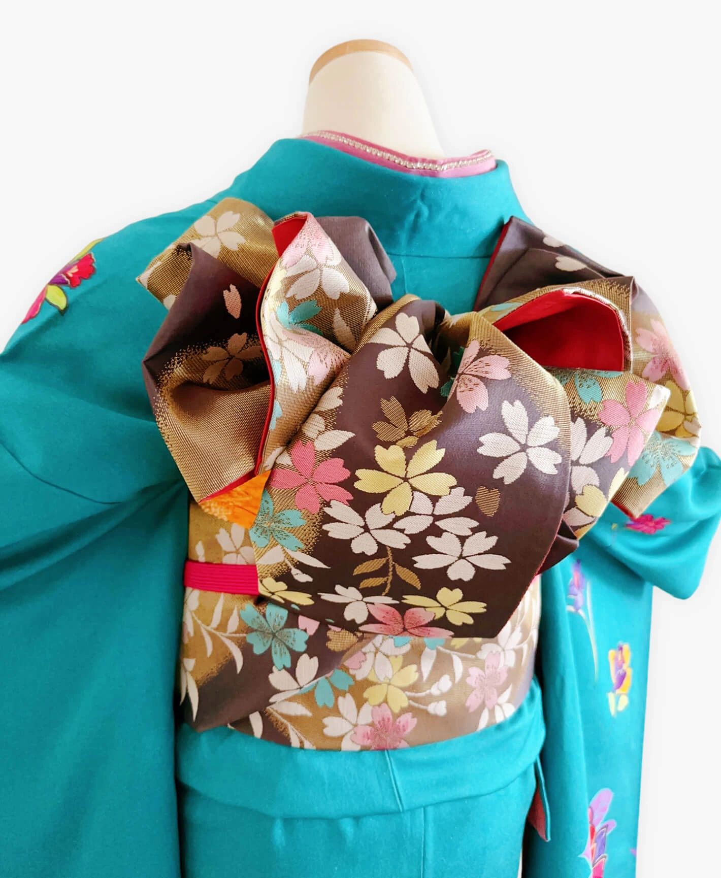 納戸色 青系 暈し染め 蝶 花草 振袖レンタル - 画像 4