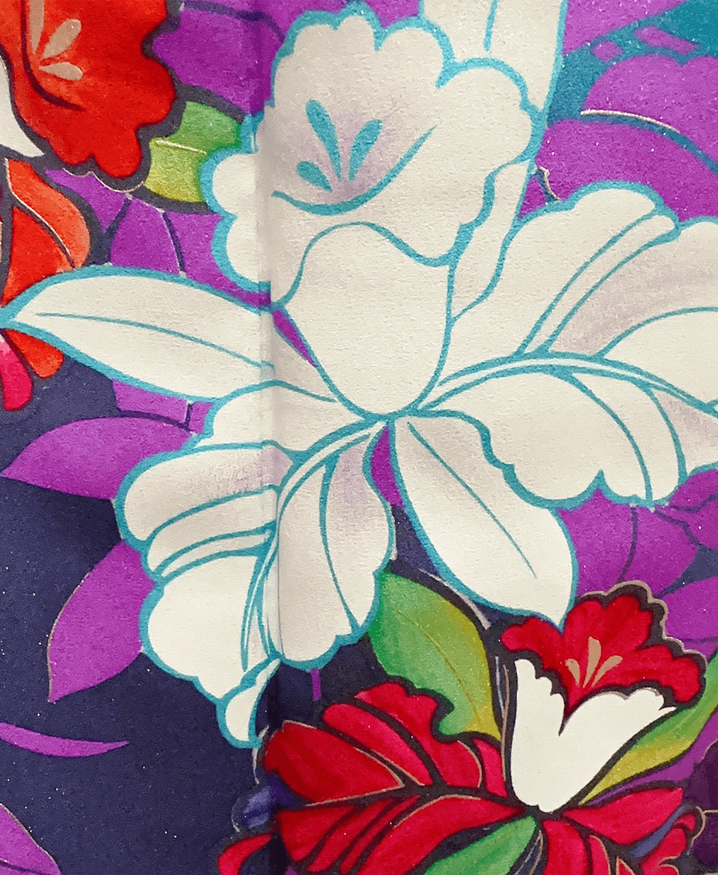 納戸色 青系 暈し染め 蝶 花草 振袖レンタル - 画像 6